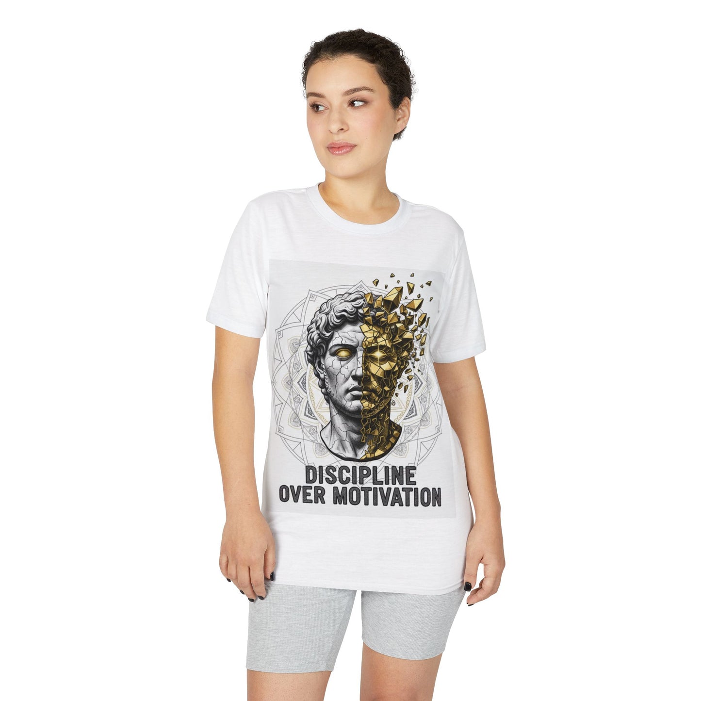 Discipline Over Motivation T-Shirt — Stoic Statue Fitness Tee