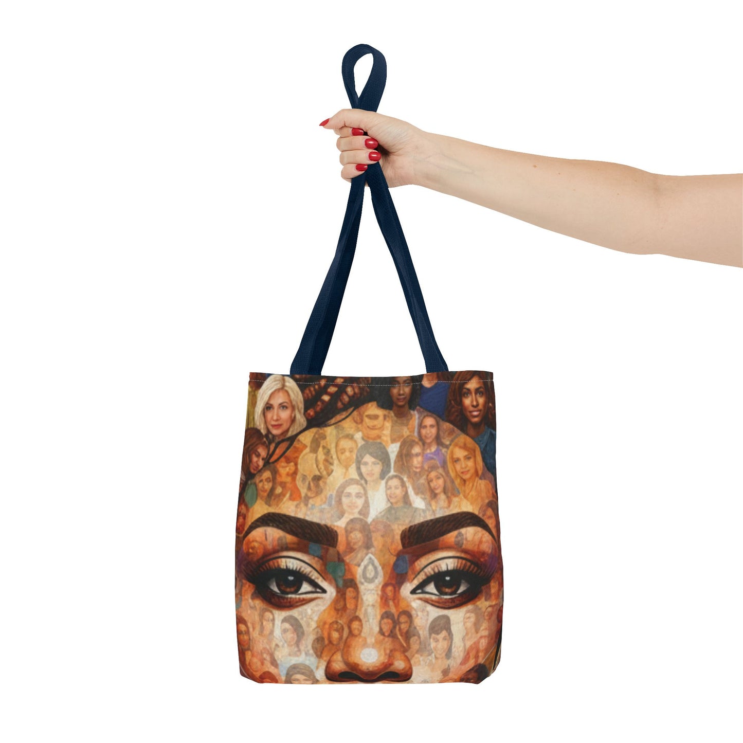 Portrait Mosaic Tote Bag — Bold Eye & Face Collage All-Over Print