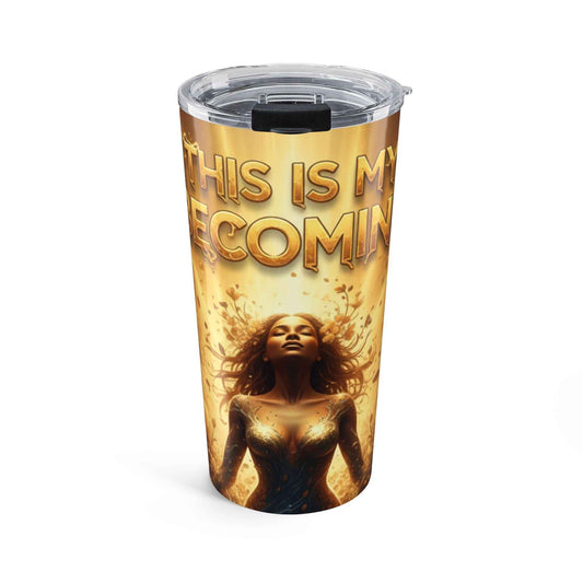 20oz Inspirational Tumbler — "This Is My Becoming" Gold Floral Design