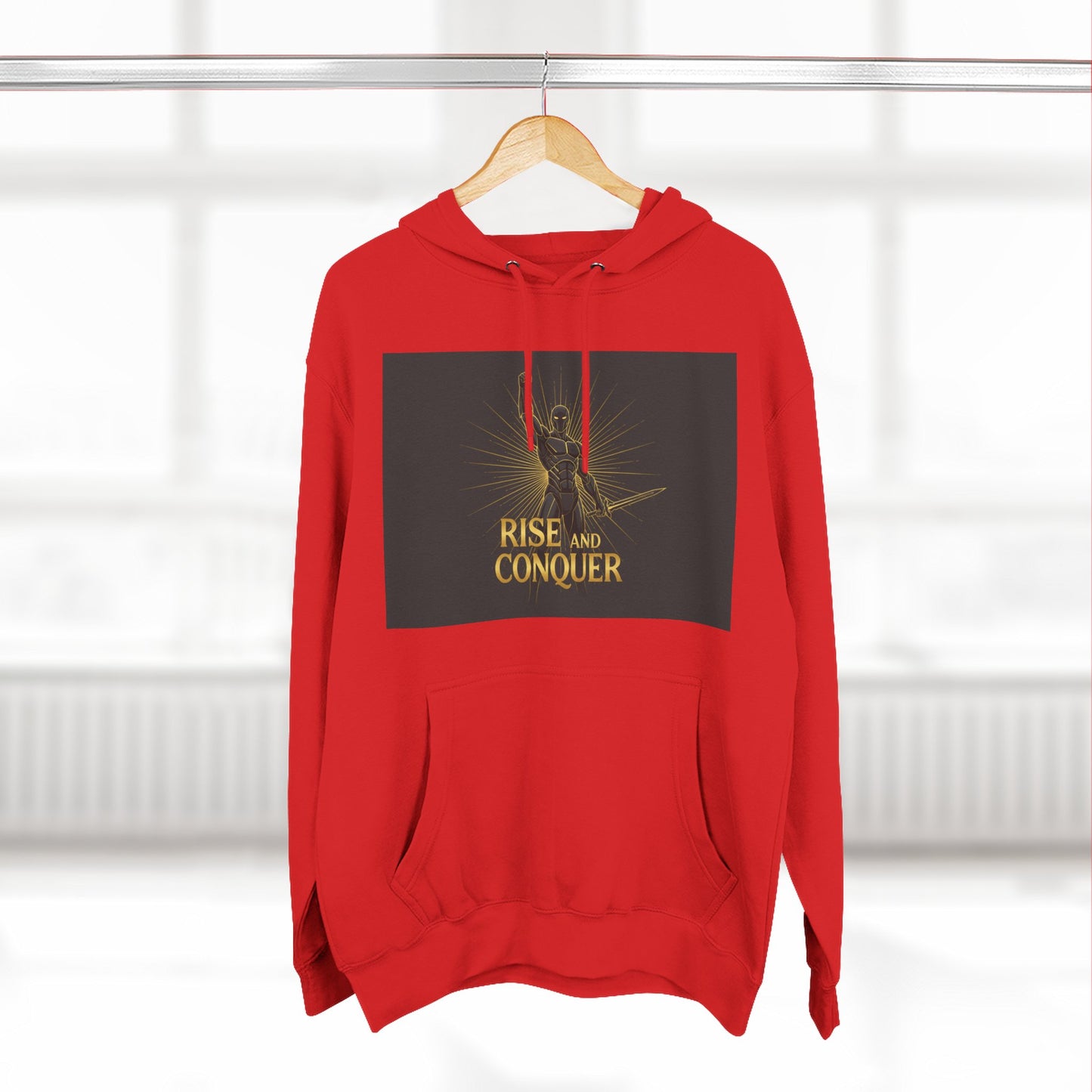 Rise and Conquer Hoodie — Motivational Graphic Fleece Pullover