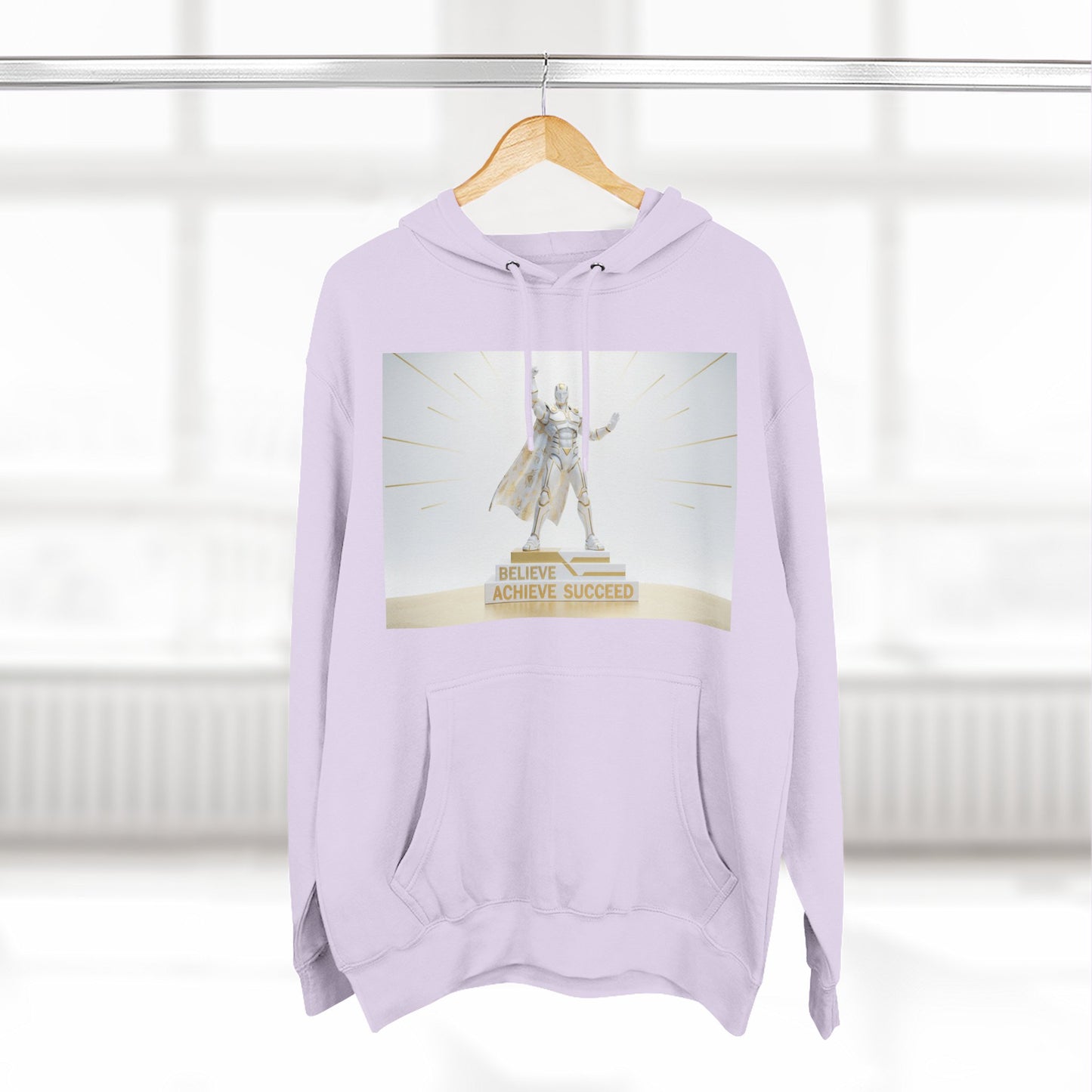 Believe in Success Hoodie — Motivational Angel Graphic Fleece Pullover