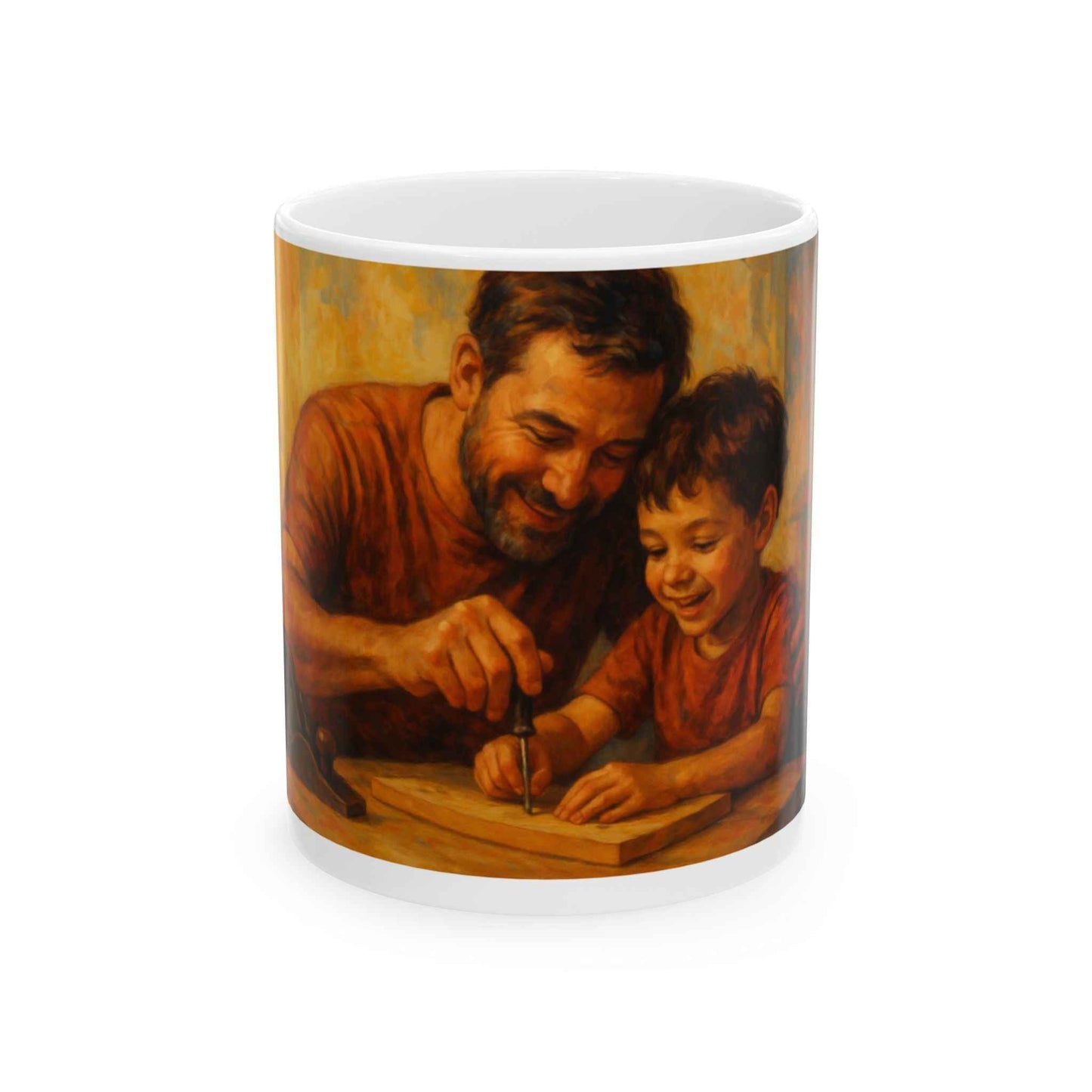 Heartwarming Family Bonding Ceramic Mug - Perfect Gift for Dad, Father's Day, Coffee Lover, Kid Activity, Family Time