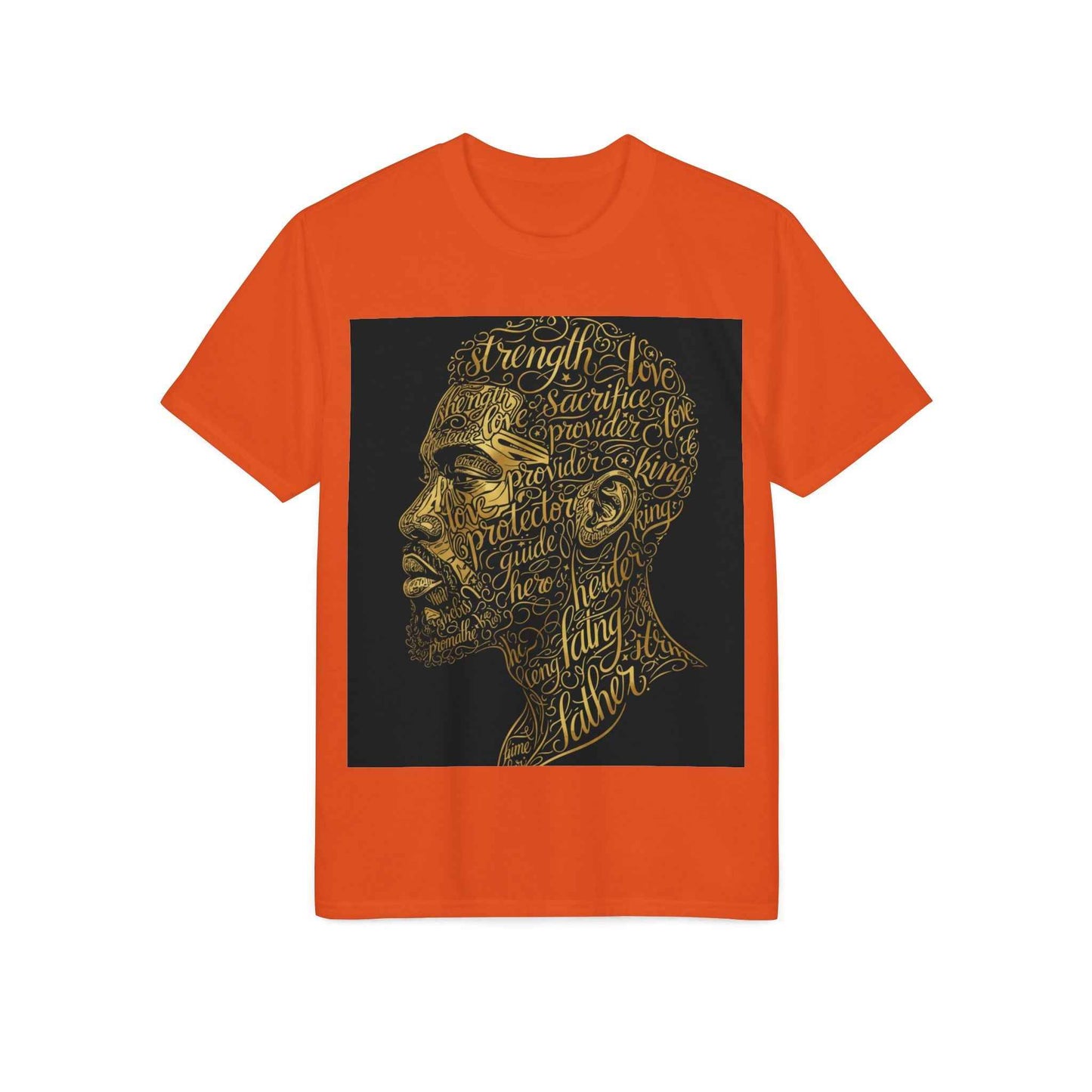Gold Script Profile T-Shirt — Inspirational Typographic Portrait
