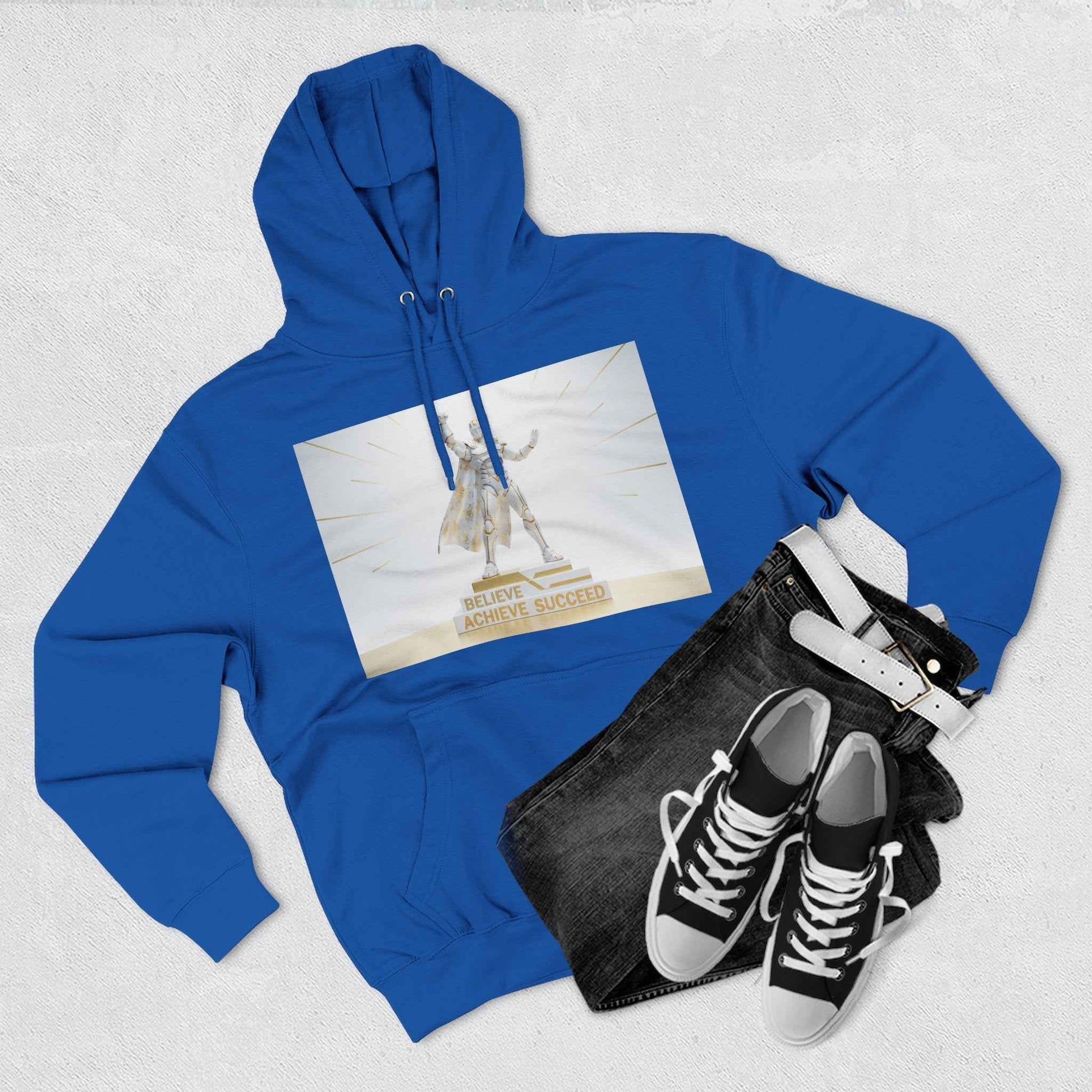 Believe in Success Hoodie — Motivational Angel Graphic Fleece Pullover