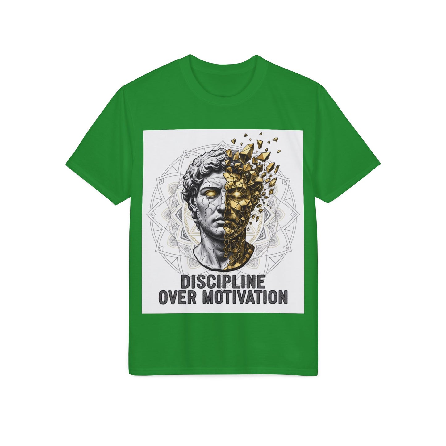 Discipline Over Motivation T-Shirt — Stoic Statue Fitness Tee