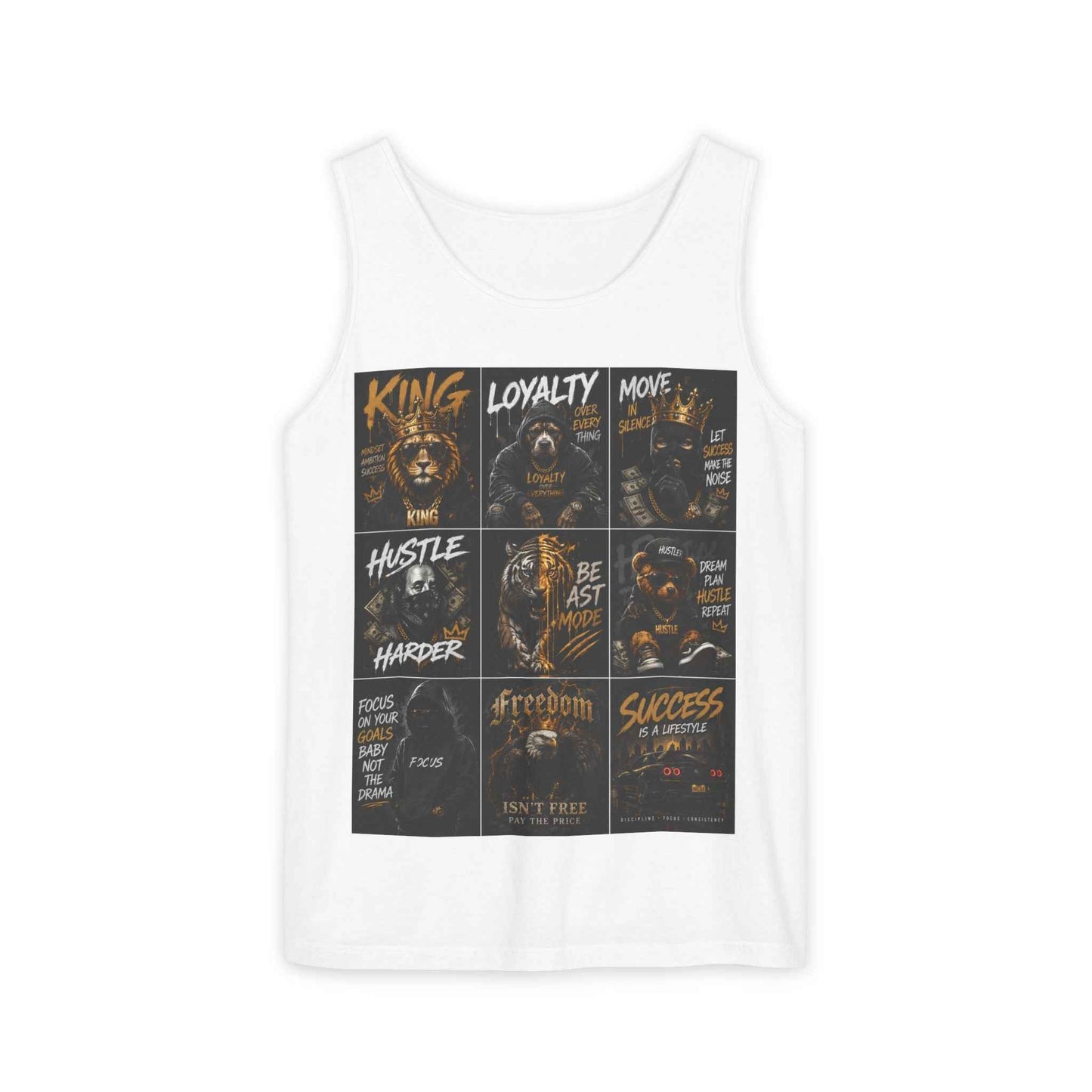 Motivational Graphic Tank Top — Lion 'King, Loyalty, Hustle' Inspirational Workout Tee