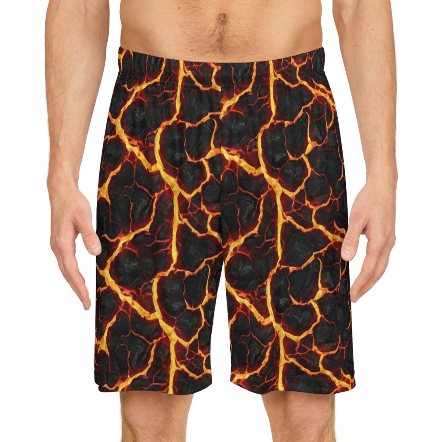 Lava Flow Basketball Shorts — All-Over-Print Athletic Shorts