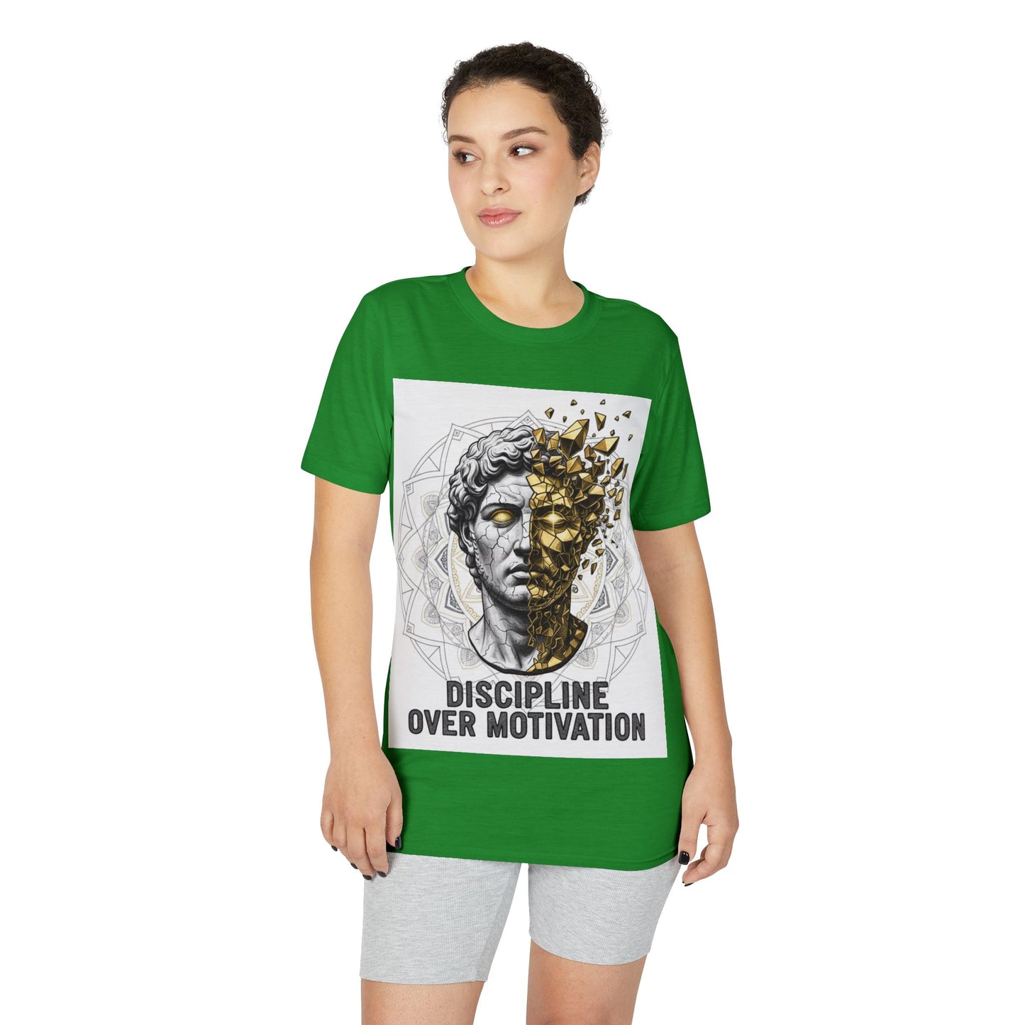 Discipline Over Motivation T-Shirt — Stoic Statue Fitness Tee
