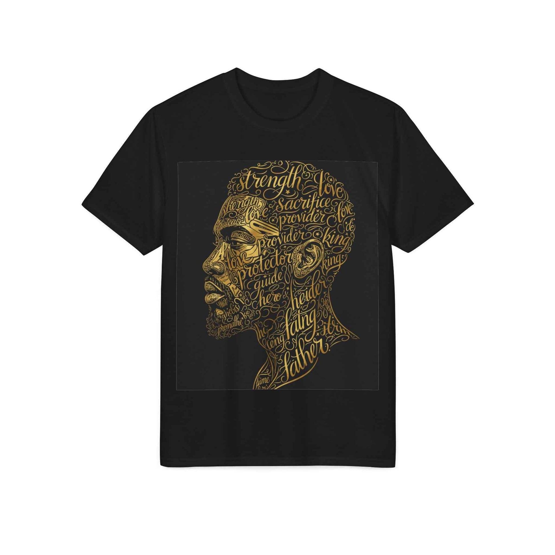 Gold Script Profile T-Shirt — Inspirational Typographic Portrait