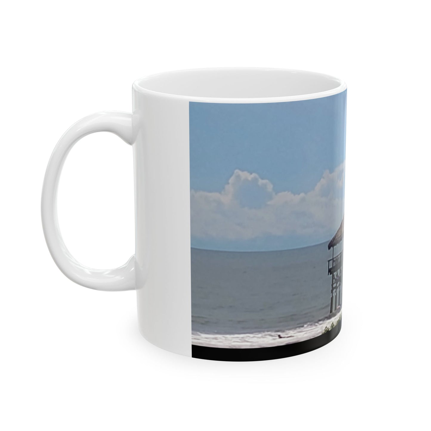 Beachfront Serenity Ceramic Mug, Ocean View Coffee Cup, Gift for Beach Lovers, Coastal Decor, Ideal for Morning Coffee  Digital Art