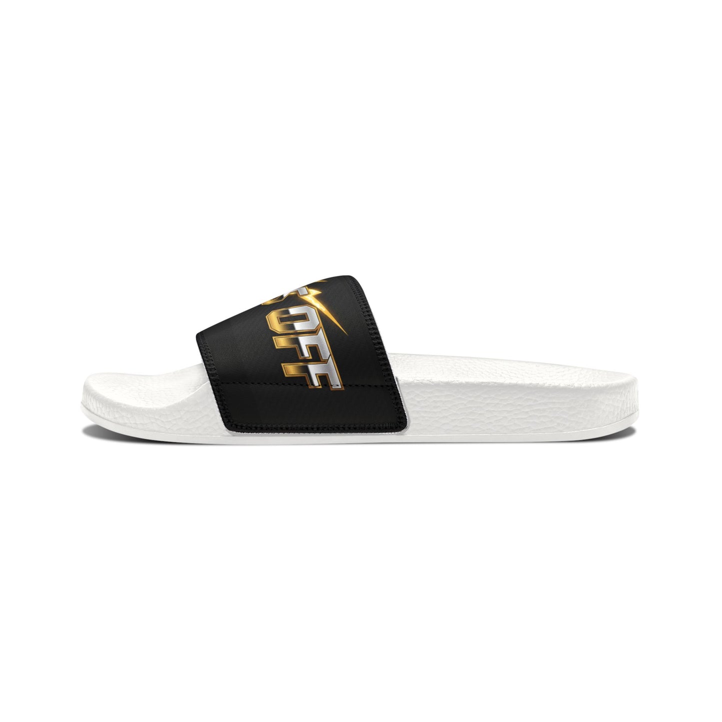 Slide Sandals — "No Savior" Gold Lightning Logo Men’s Removable‑Strap Slides
