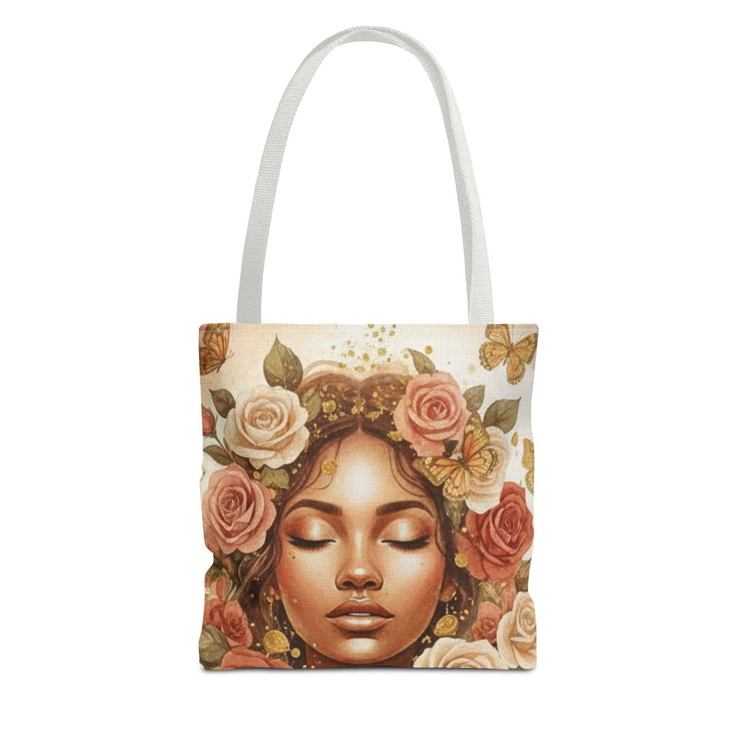 Floral Crown Goddess Tote Bag – Boho Floral Portrait AOP Tote