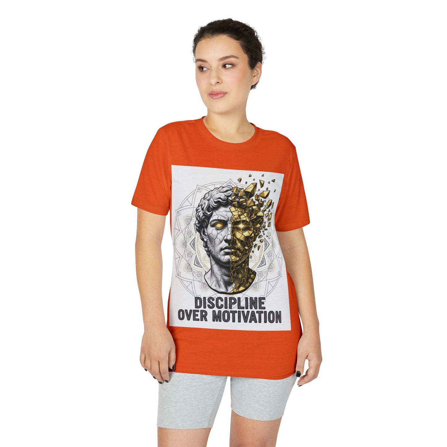 Discipline Over Motivation T-Shirt — Stoic Statue Fitness Tee