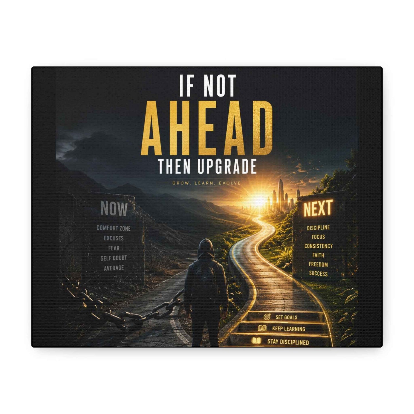Motivational Canvas Wall Art - "If Not Ahead Then Upgrade" Inspirational Adventure Print