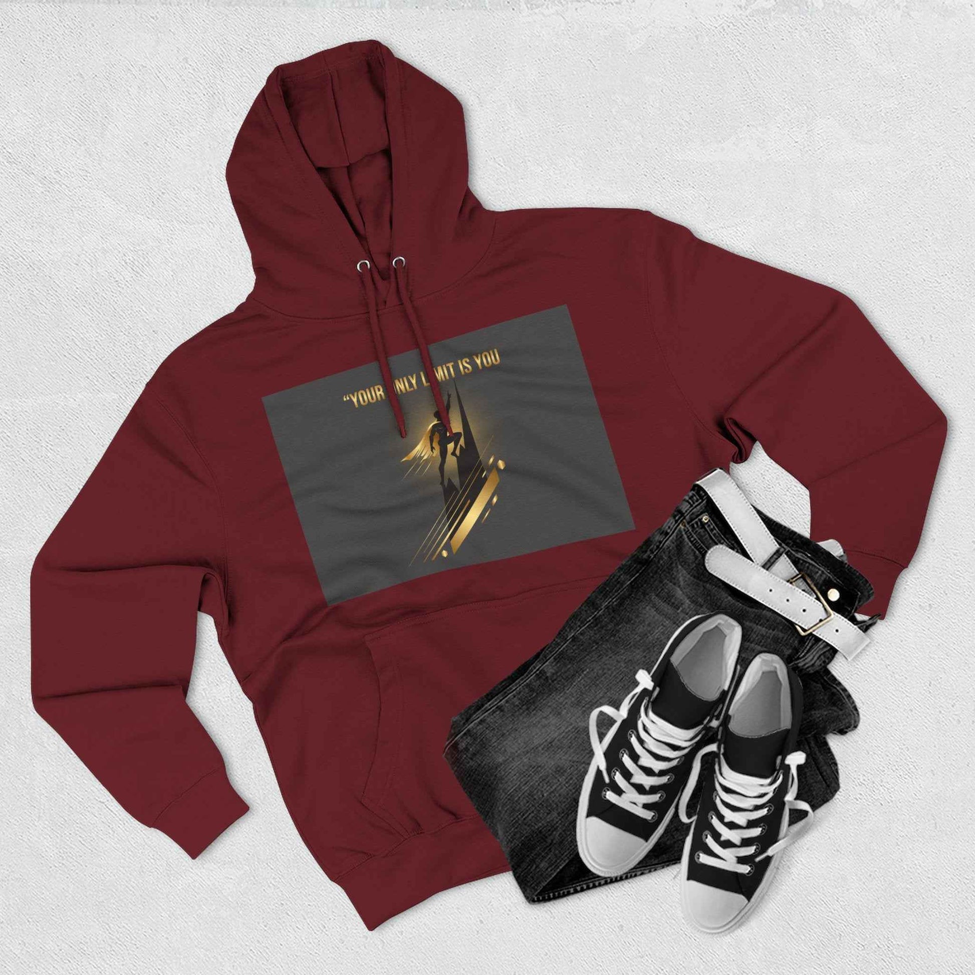 Motivational Graphic Hoodie — “Your Only Limit Is You” Inspirational Fleece Pullover