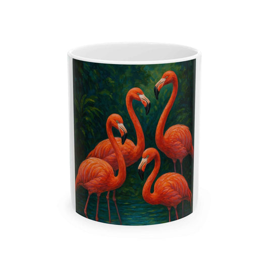 Flamingo Paradise Ceramic Mug - Stunning Pink Bird Design, Tropical Decor, Gift for Bird Lovers, Summer Vibes, Unique Tea or Coffee Mug