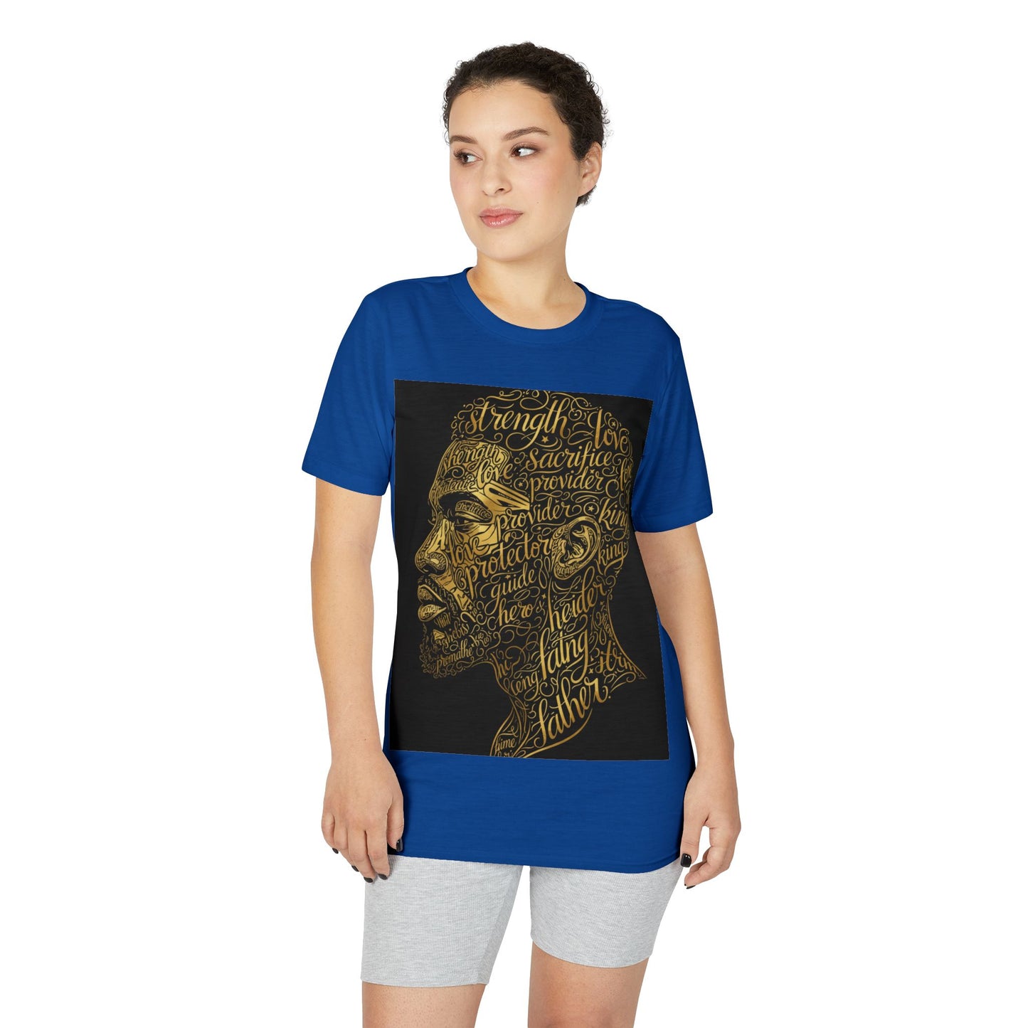 Gold Script Profile T-Shirt — Inspirational Typographic Portrait