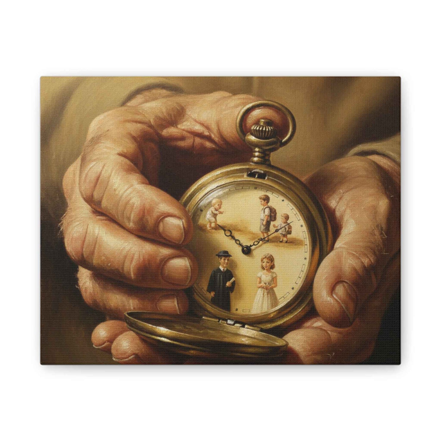 Vintage Pocket Watch Canvas Wall Art — 'Time of Life' Family Keepsake Print