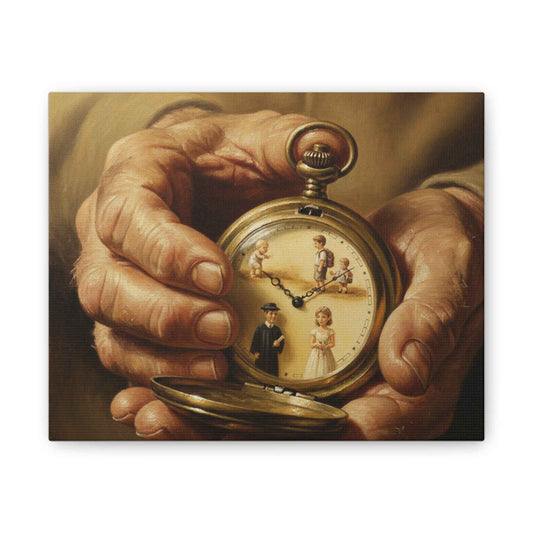 Vintage Pocket Watch Canvas Wall Art — 'Time of Life' Family Keepsake Print