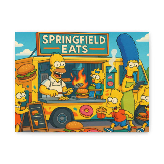 Simpsons Food Truck Canvas Wall Art, Fun Family Decor, Gift for Simpsons Fans, Kids Room Wall Art, Unique Home Decoration