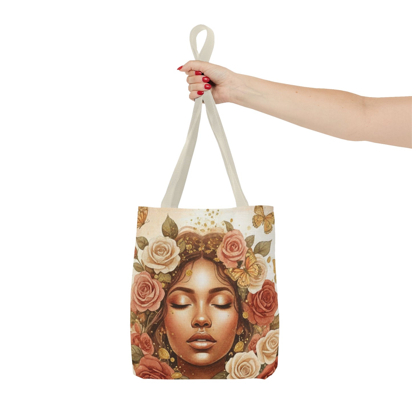 Floral Crown Goddess Tote Bag – Boho Floral Portrait AOP Tote