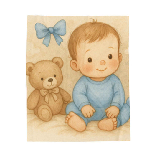 Cozy Baby Velveteen Plush Blanket for Nursery, Soft Infant Throw for Baby Showers, Toddler Gift, Cute Kids Decor, Plush Blanket with Animals