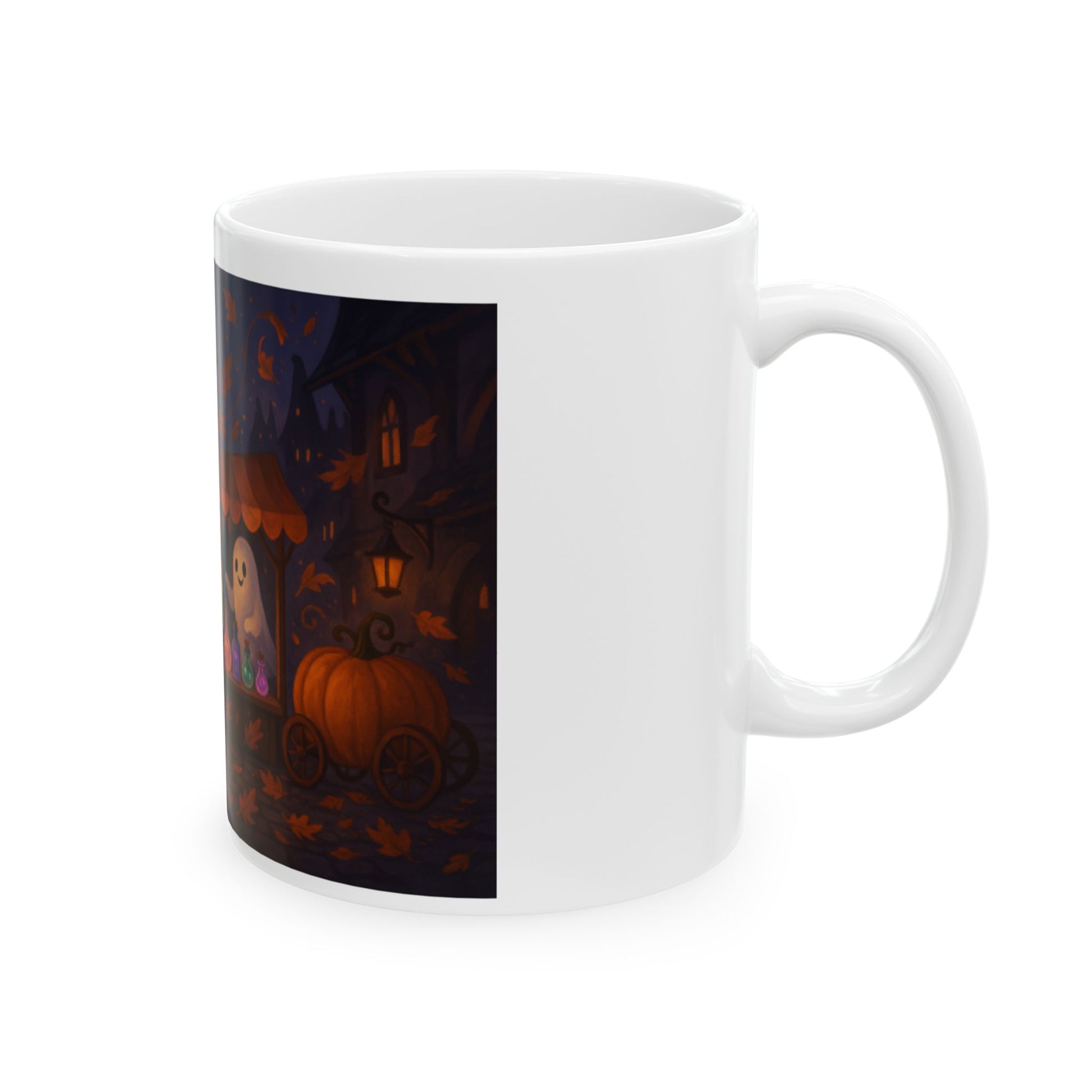 Halloween Ghosts Ceramic Mug - Spooky Drinkware for Fall, Pumpkin Party, Coffee Lovers, Unique Gift, 11oz & 15oz Sizes  Digital Art