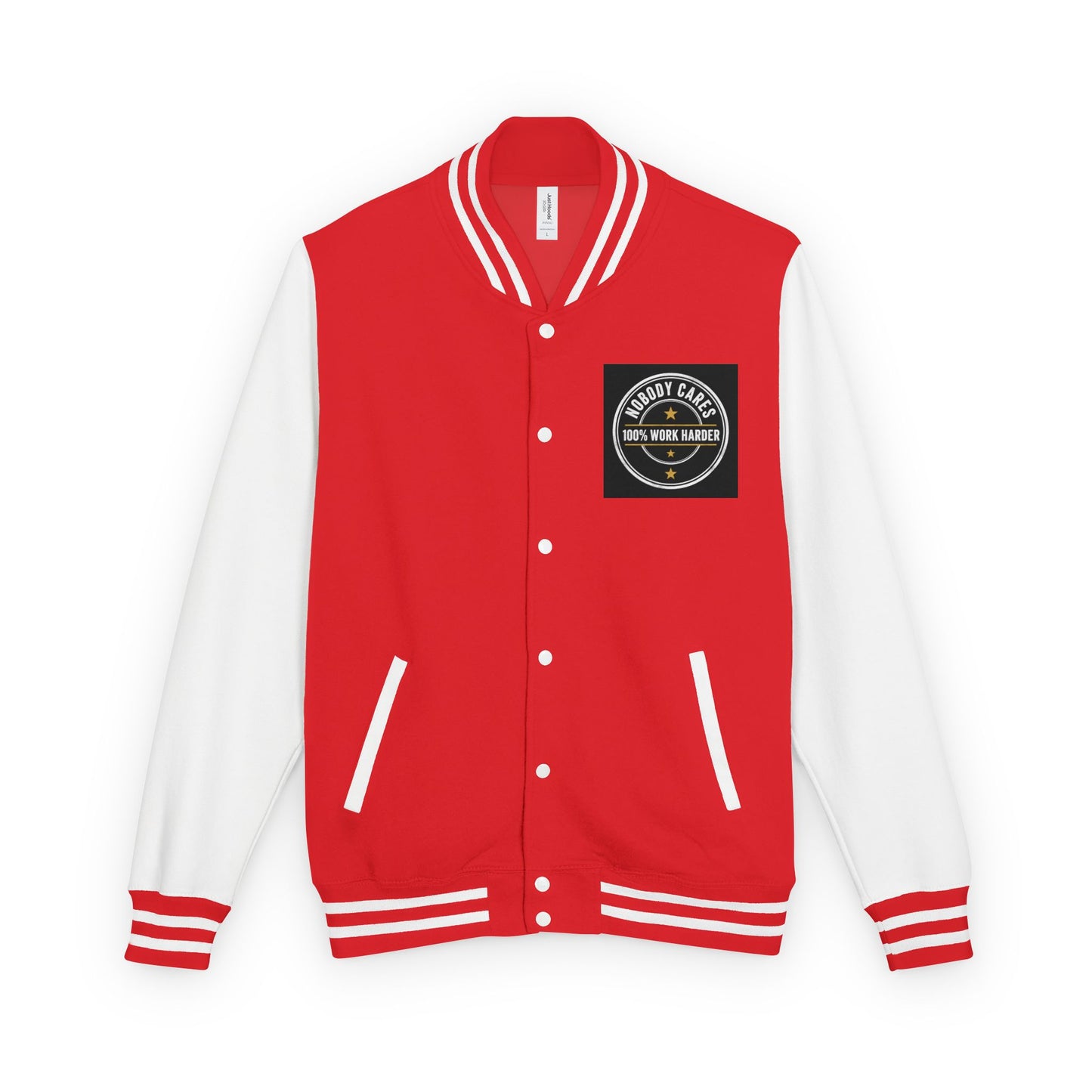Letterman Jacket — "Nobody Cares, 100% Work Harder" Motivational Varsity Coat