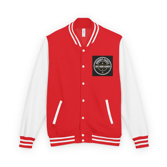 Letterman Jacket — "Nobody Cares, 100% Work Harder" Motivational Varsity Coat
