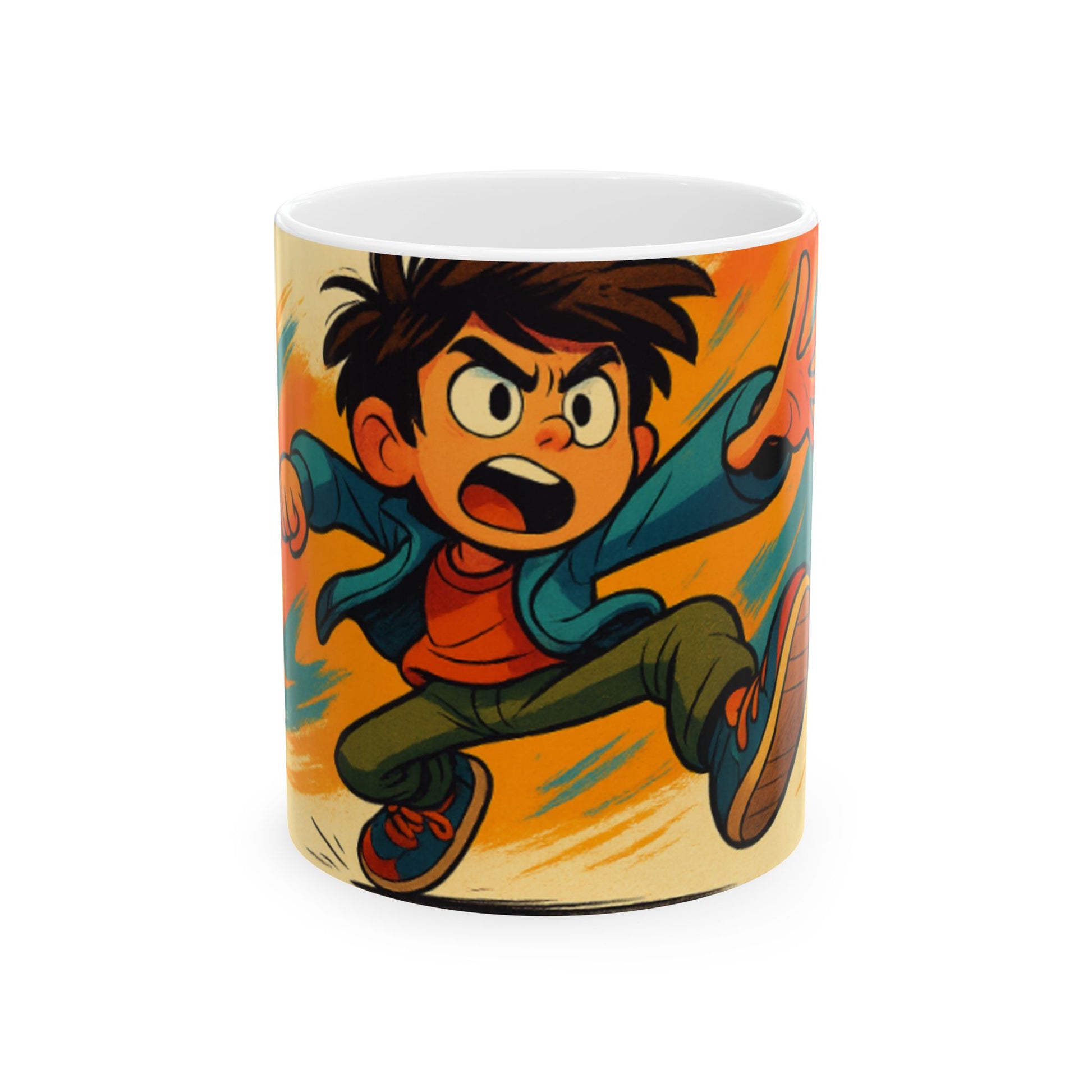 Youthful Adventure Ceramic Mug - Animated Design, Cartoon Kid Mug, Fun Gift for Kids, Unique Coffee Mug, Ideal for Birthdays and [...]  Digital Art
