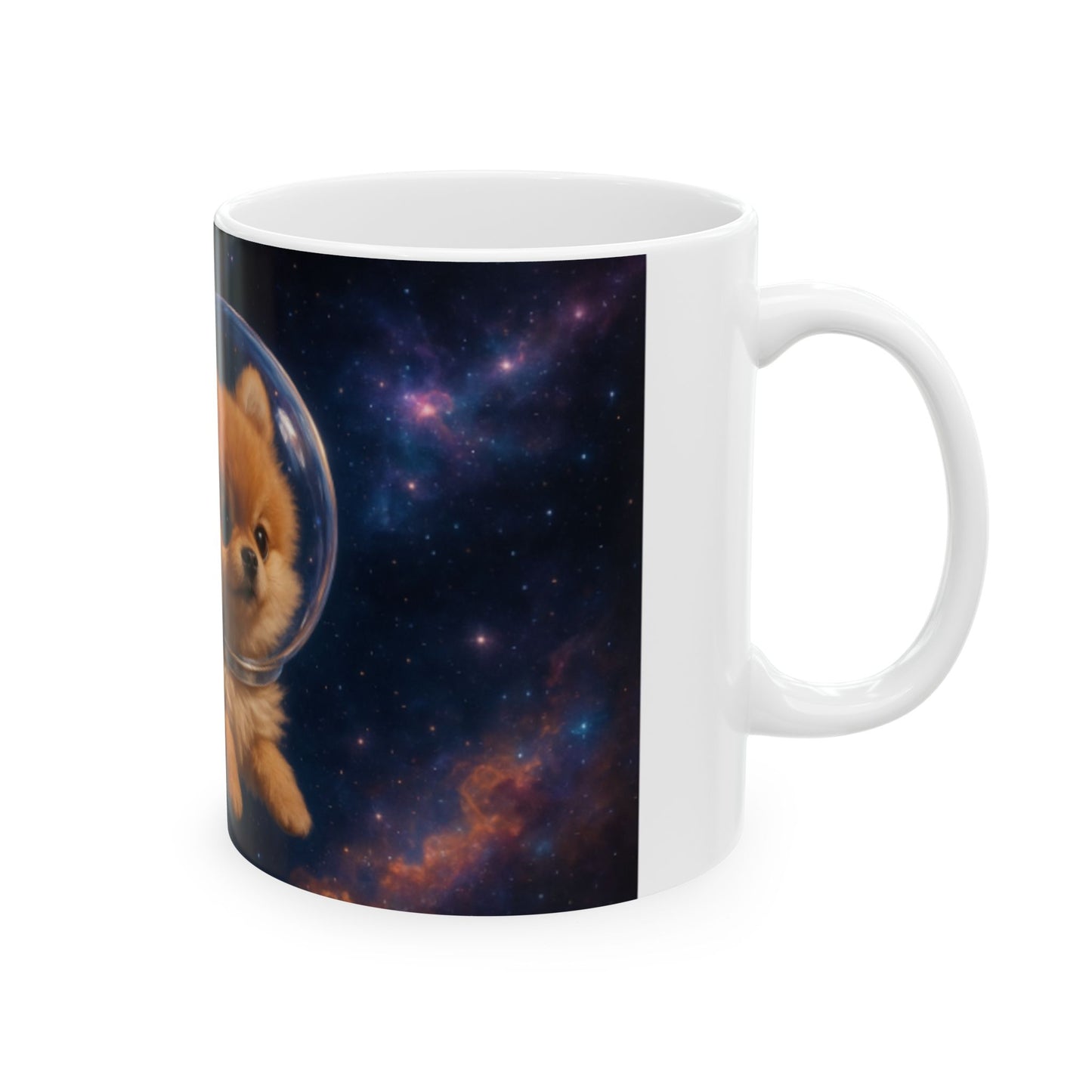 Space Puppy Ceramic Mug - Cute Pet Gift, Dog Lover Cup, Cosmic Coffee Mug, Astronomy Drinkware, Unique Home Decor  Digital Art