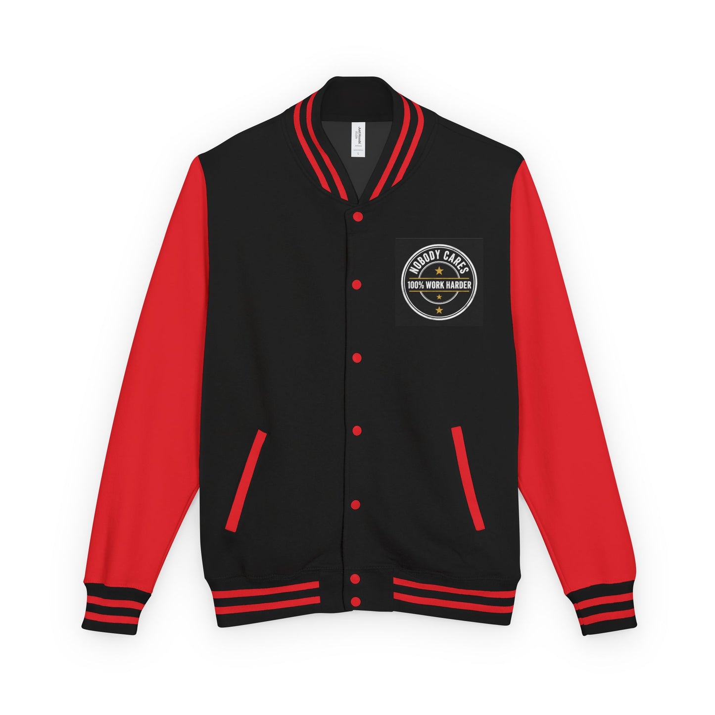 Letterman Jacket — "Nobody Cares, 100% Work Harder" Motivational Varsity Coat