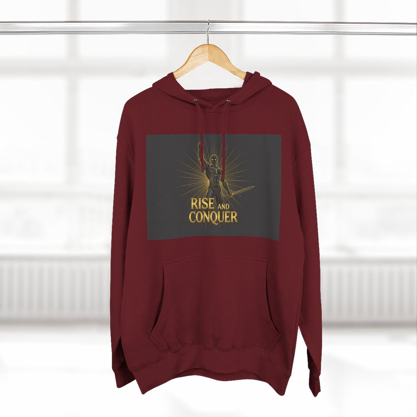 Rise and Conquer Hoodie — Motivational Graphic Fleece Pullover