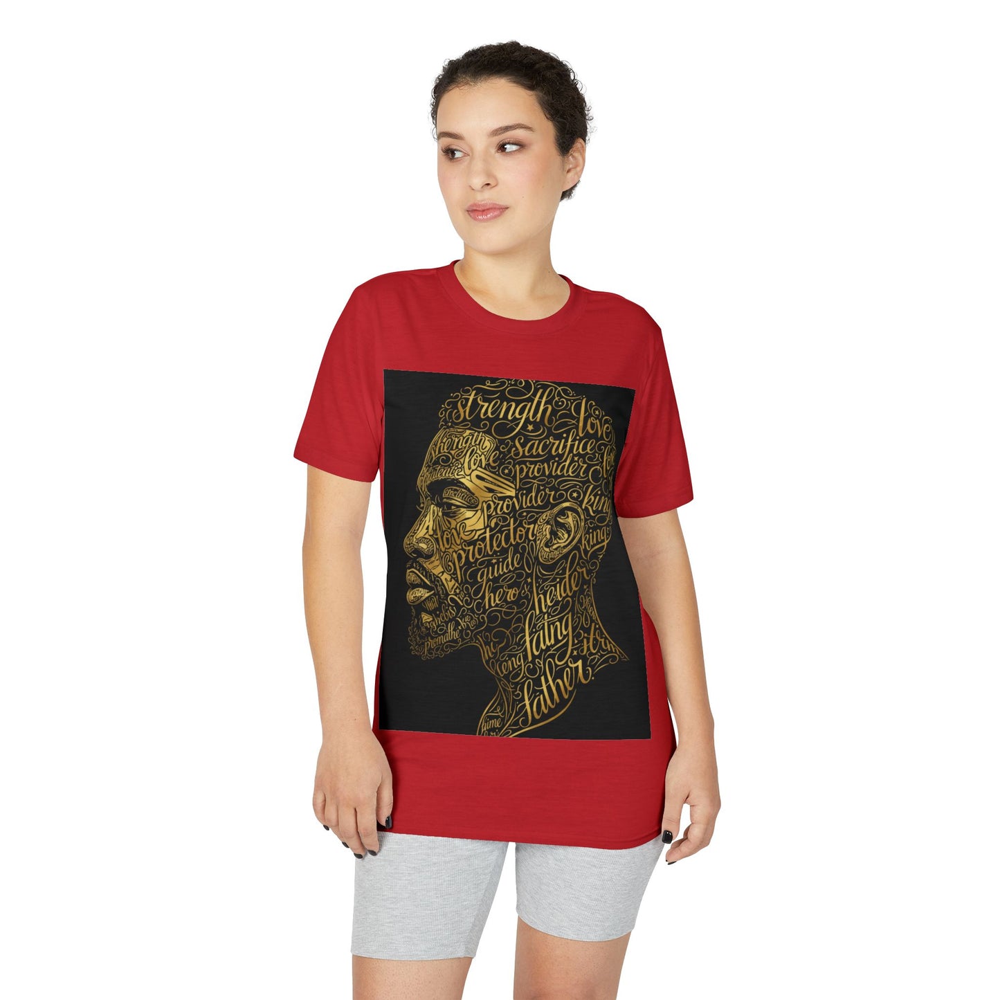 Gold Script Profile T-Shirt — Inspirational Typographic Portrait