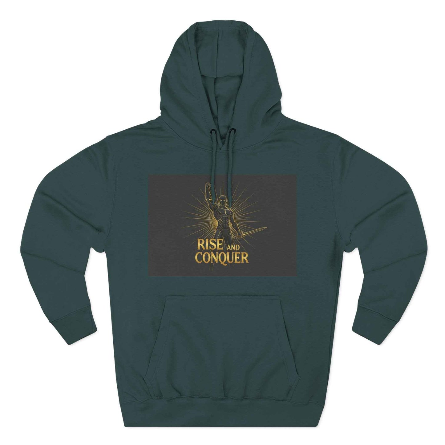 Rise and Conquer Hoodie — Motivational Graphic Fleece Pullover
