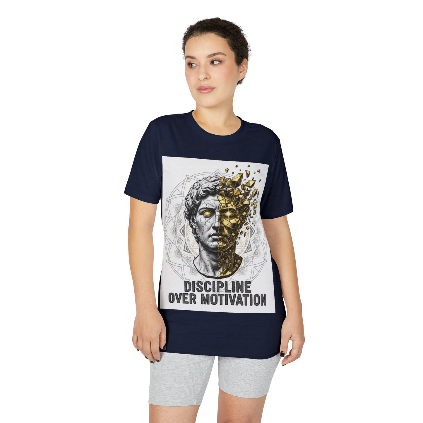 Discipline Over Motivation T-Shirt — Stoic Statue Fitness Tee