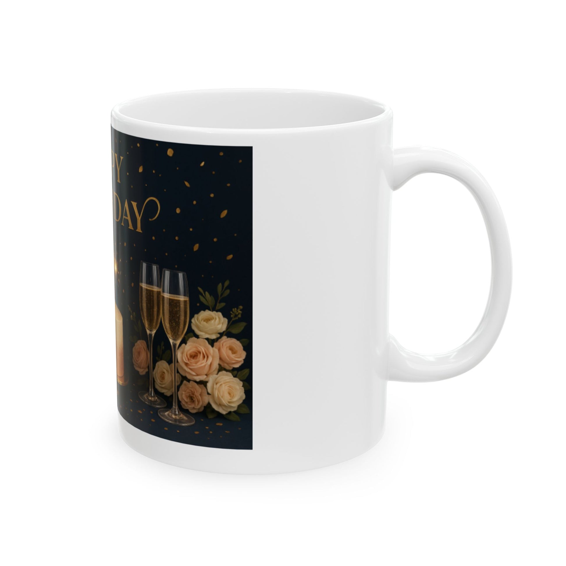 Birthday Celebration Ceramic Mug - Perfect Gift for Birthdays, Congratulations, Enjoy Hot Beverages, Joyful Moments  Digital Art