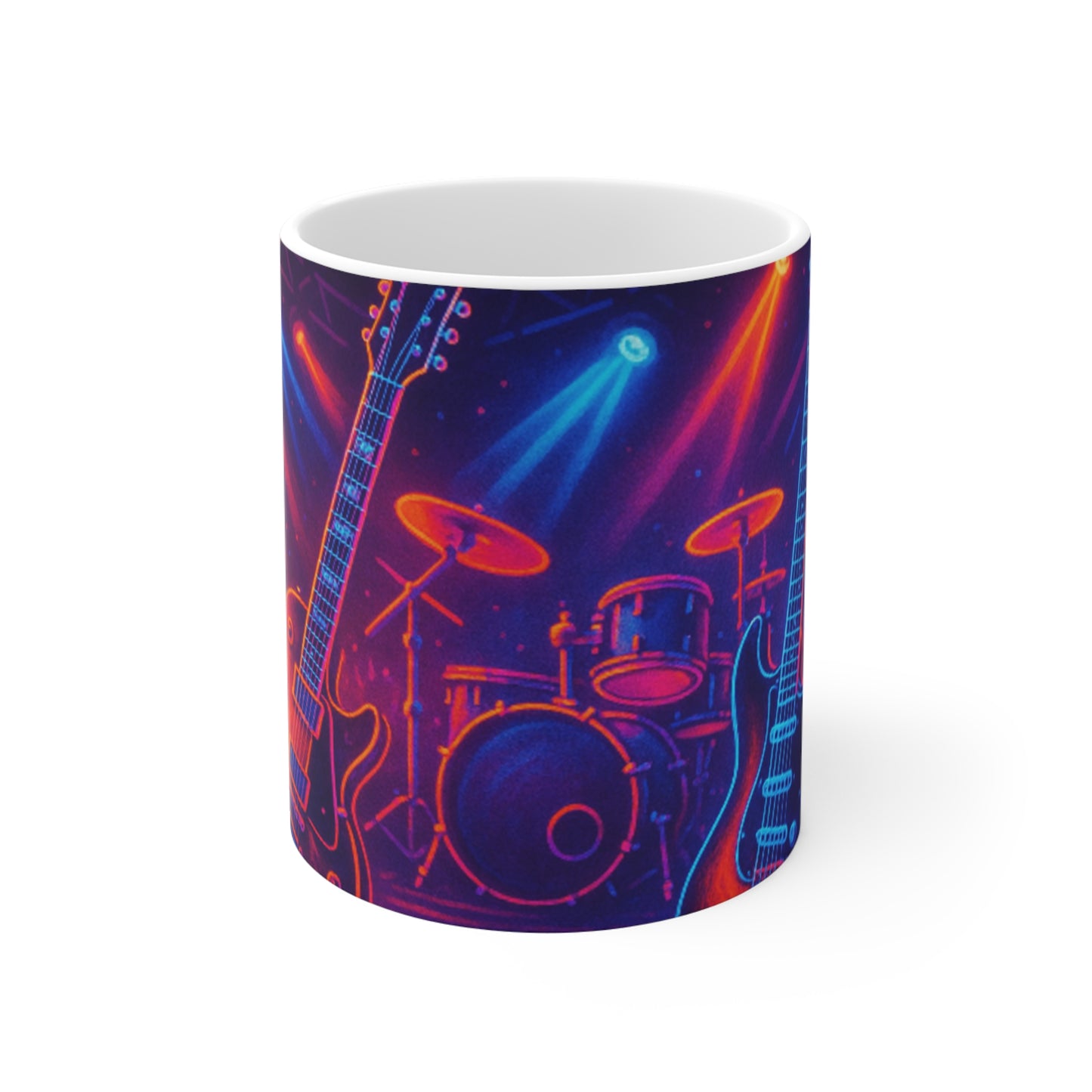 Electric Vibes Guitar Mug, Music Lover Gift, Concert Coffee Cup, Rock Star Memento, Band Merchandise, Unique Musician Present  Digital Art
