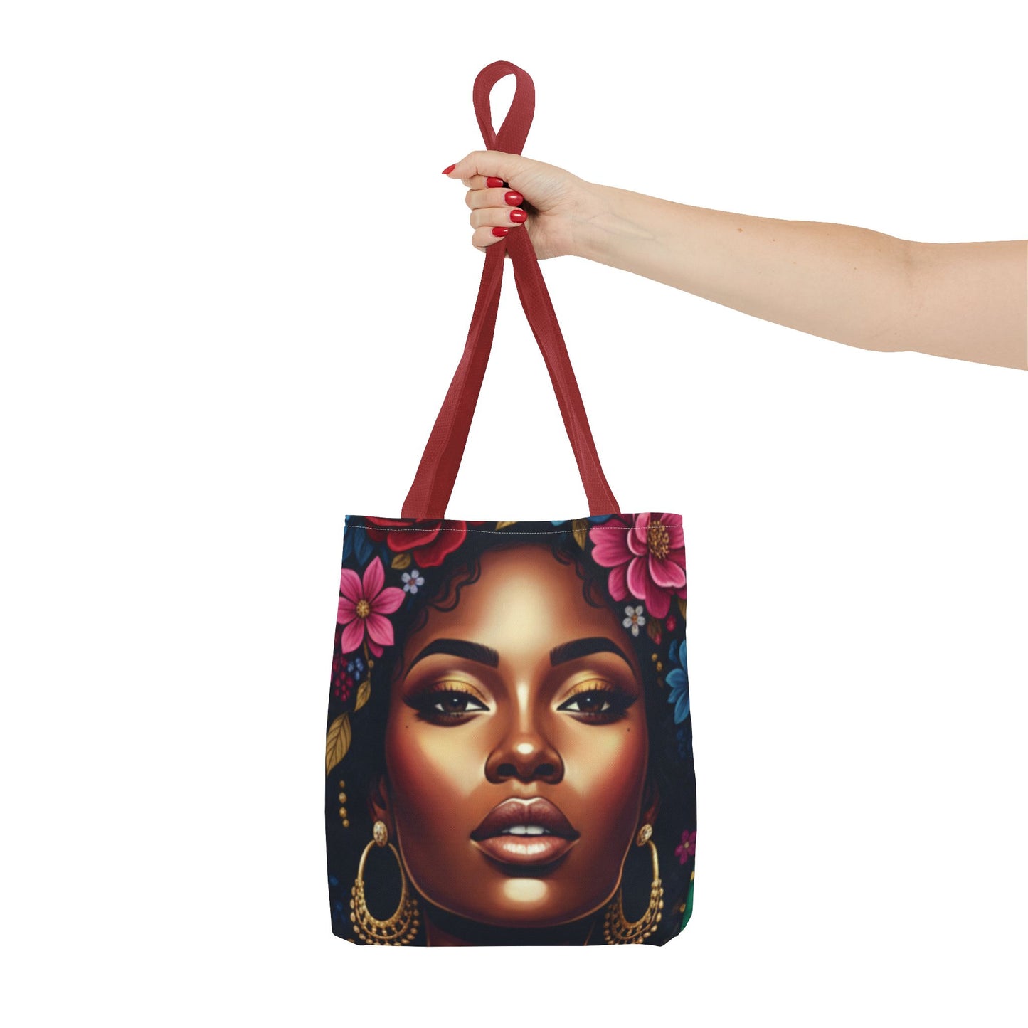 Afro Goddess Floral Tote Bag — Vibrant All-Over Print Shoulder Tote