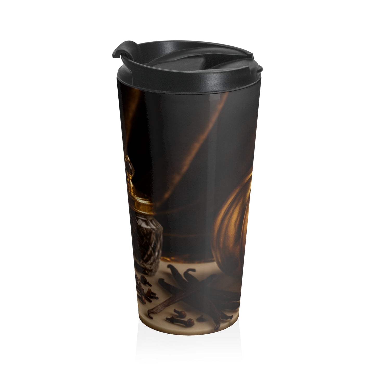 Rustic Autumn Stainless Steel Travel Mug, Coffee Gift for Fall, Pumpkin Design, Hot Beverage Thermos, Perfect for Thanksgiving