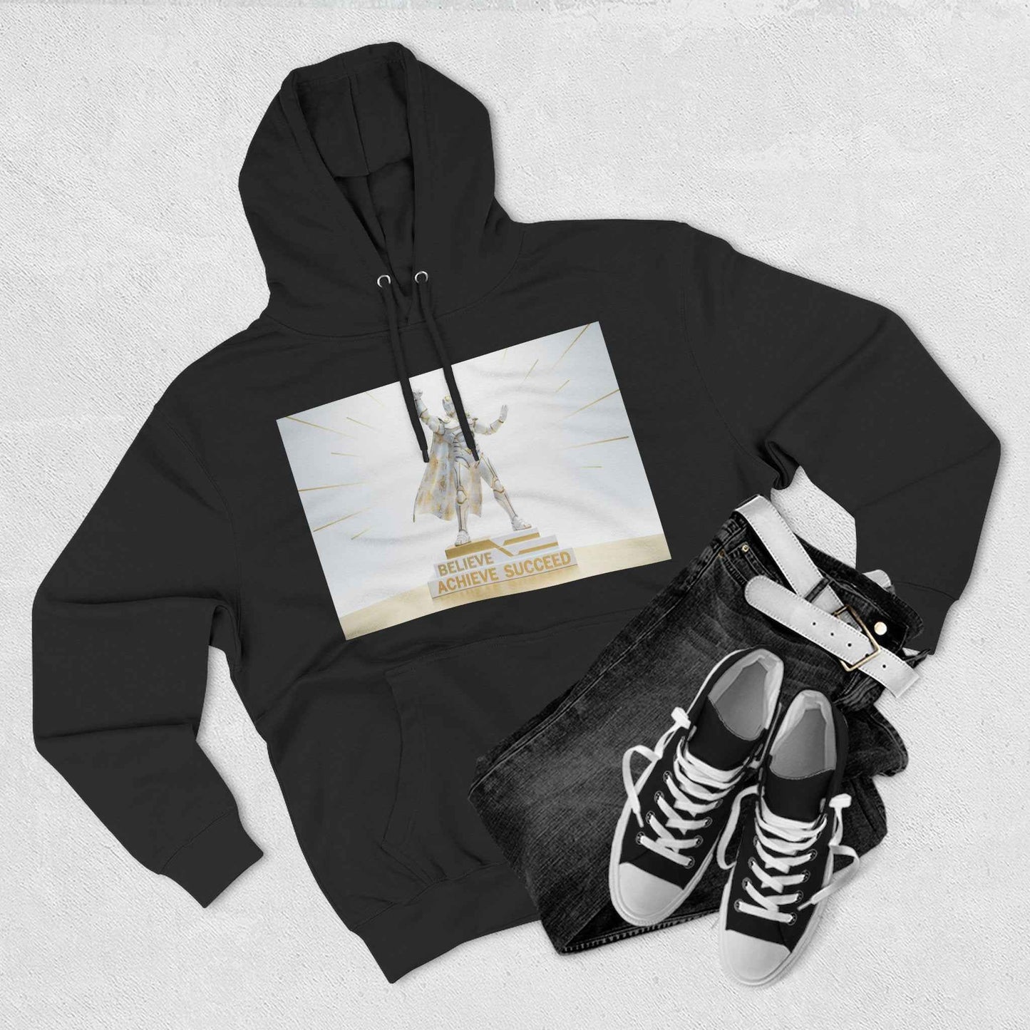 Believe in Success Hoodie — Motivational Angel Graphic Fleece Pullover