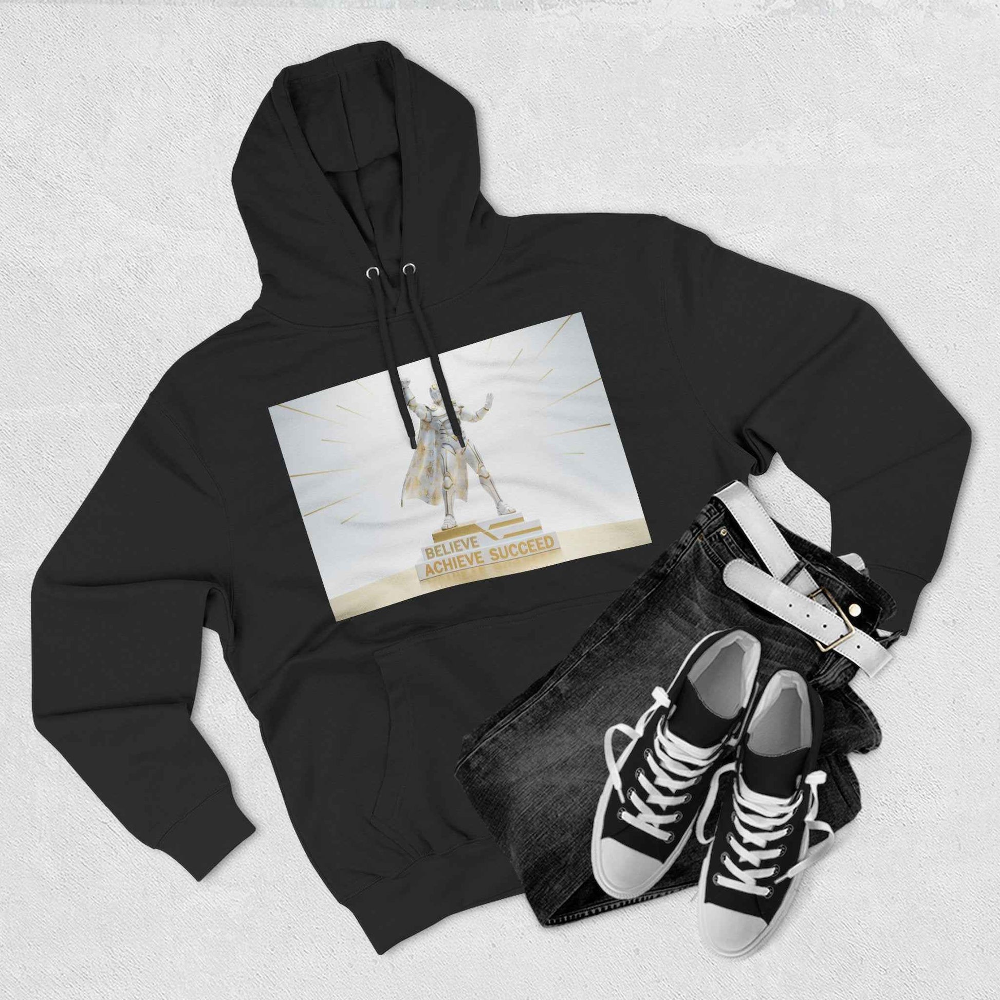 Believe in Success Hoodie — Motivational Angel Graphic Fleece Pullover
