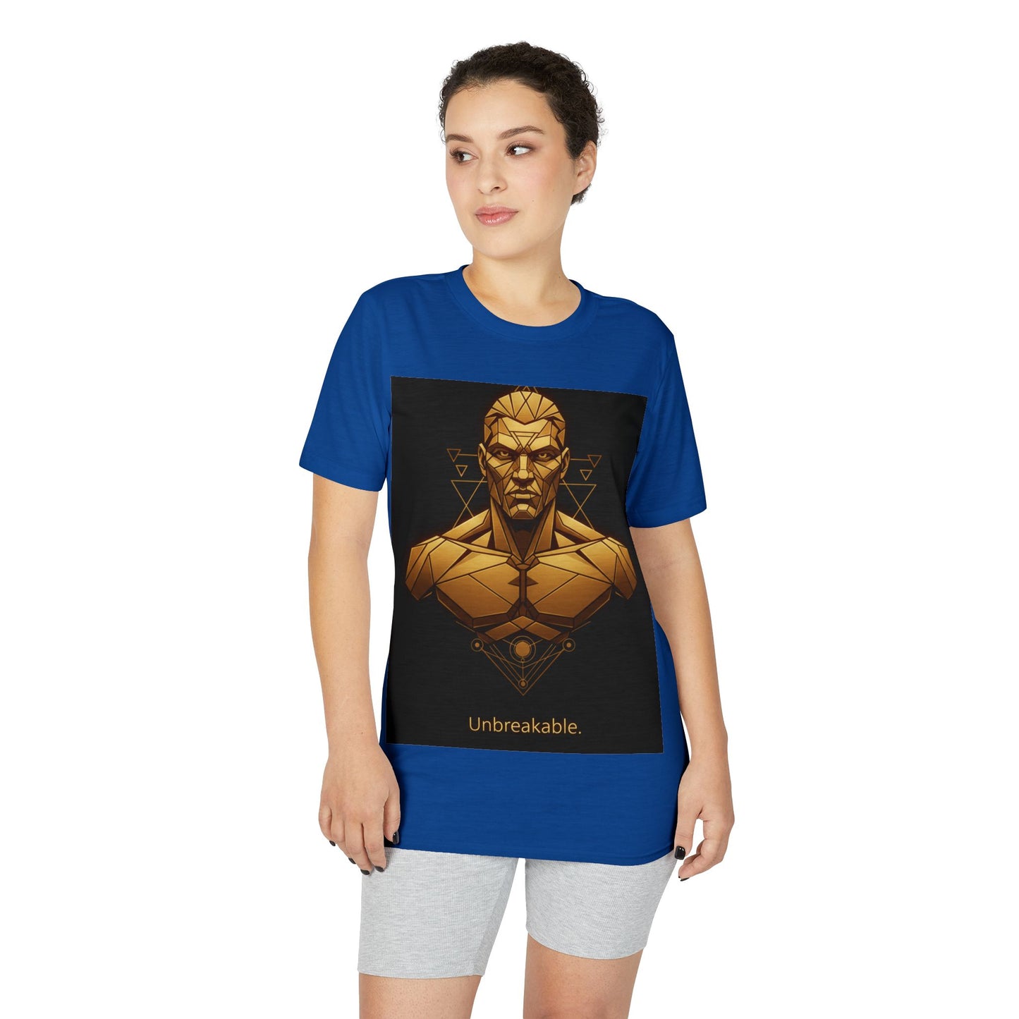 Unbreakable Geometric Warrior T-Shirt — Bold Gold Bust Graphic