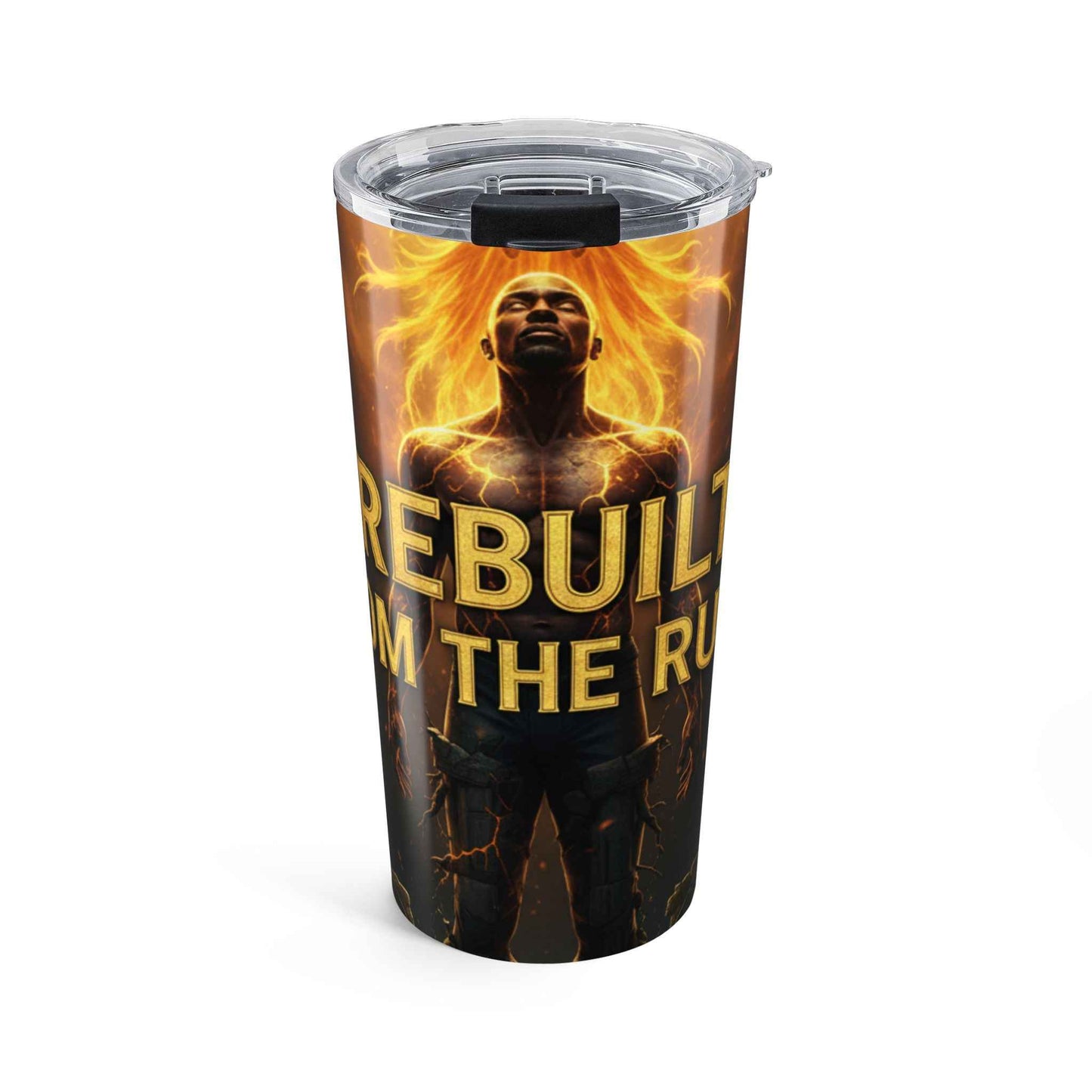 20oz Insulated Tumbler — Black Vertical Stripe Coffee Design
