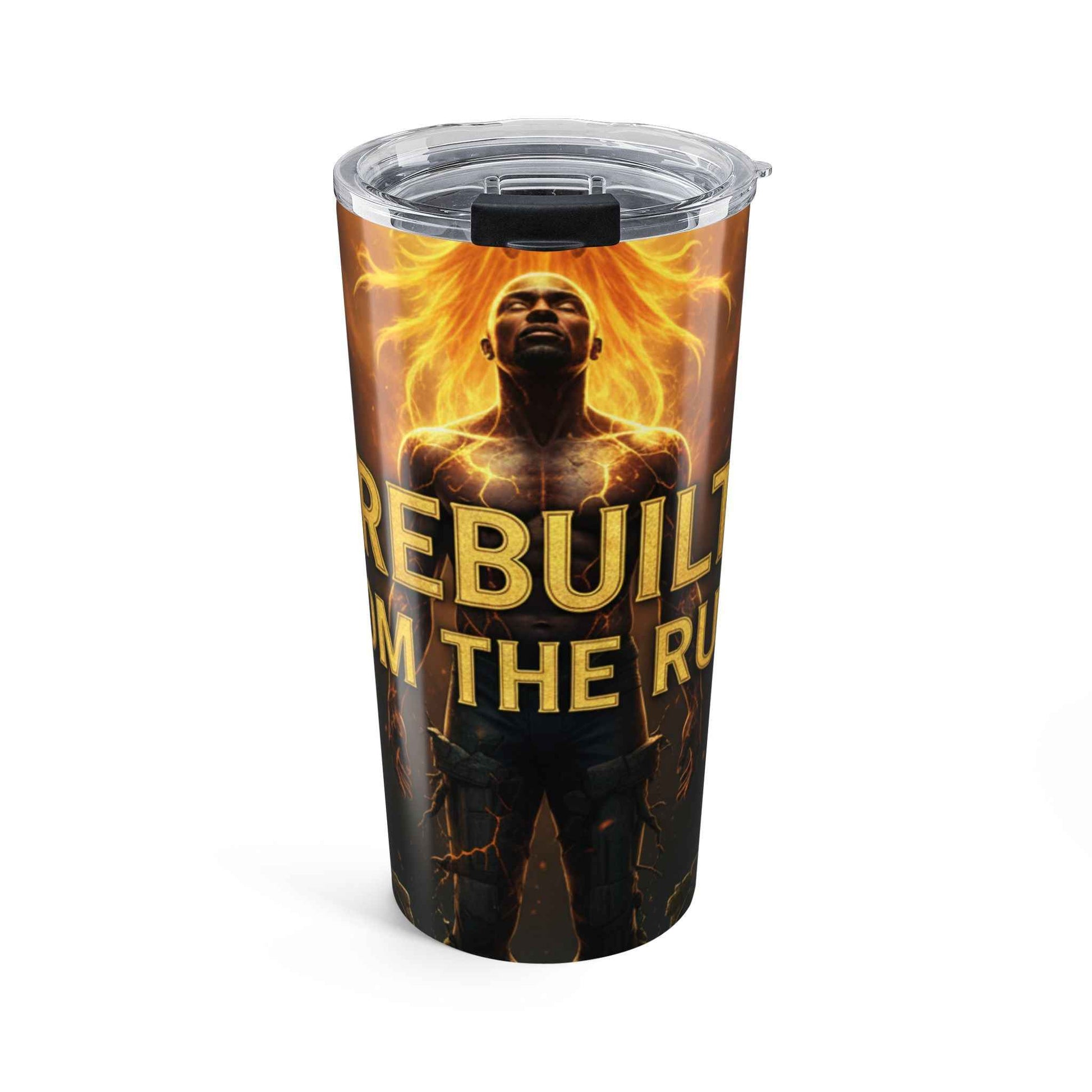 20oz Insulated Tumbler — Black Vertical Stripe Coffee Design