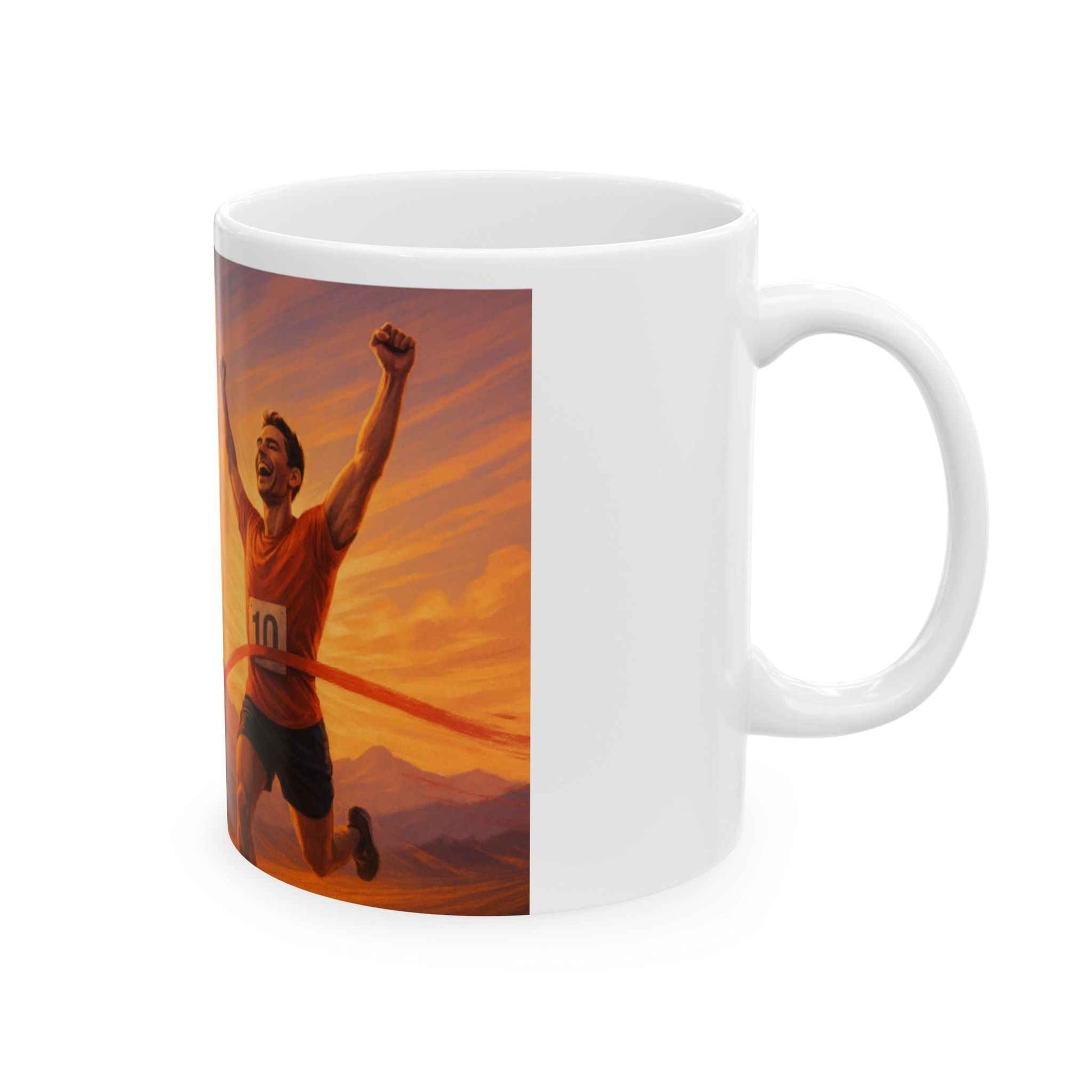 Inspirational Runner Ceramic Mug - Never Give Up, Motivational Coffee Cup, Gift for Athletes, Sports Enthusiasts, Office Decor