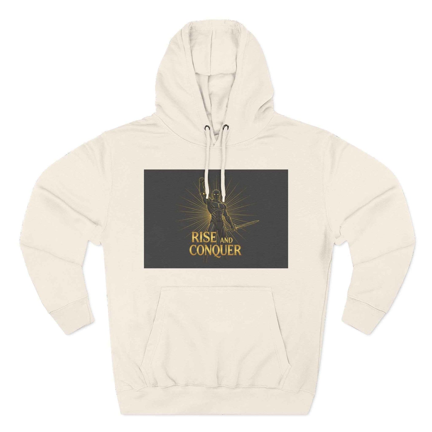Rise and Conquer Hoodie — Motivational Graphic Fleece Pullover