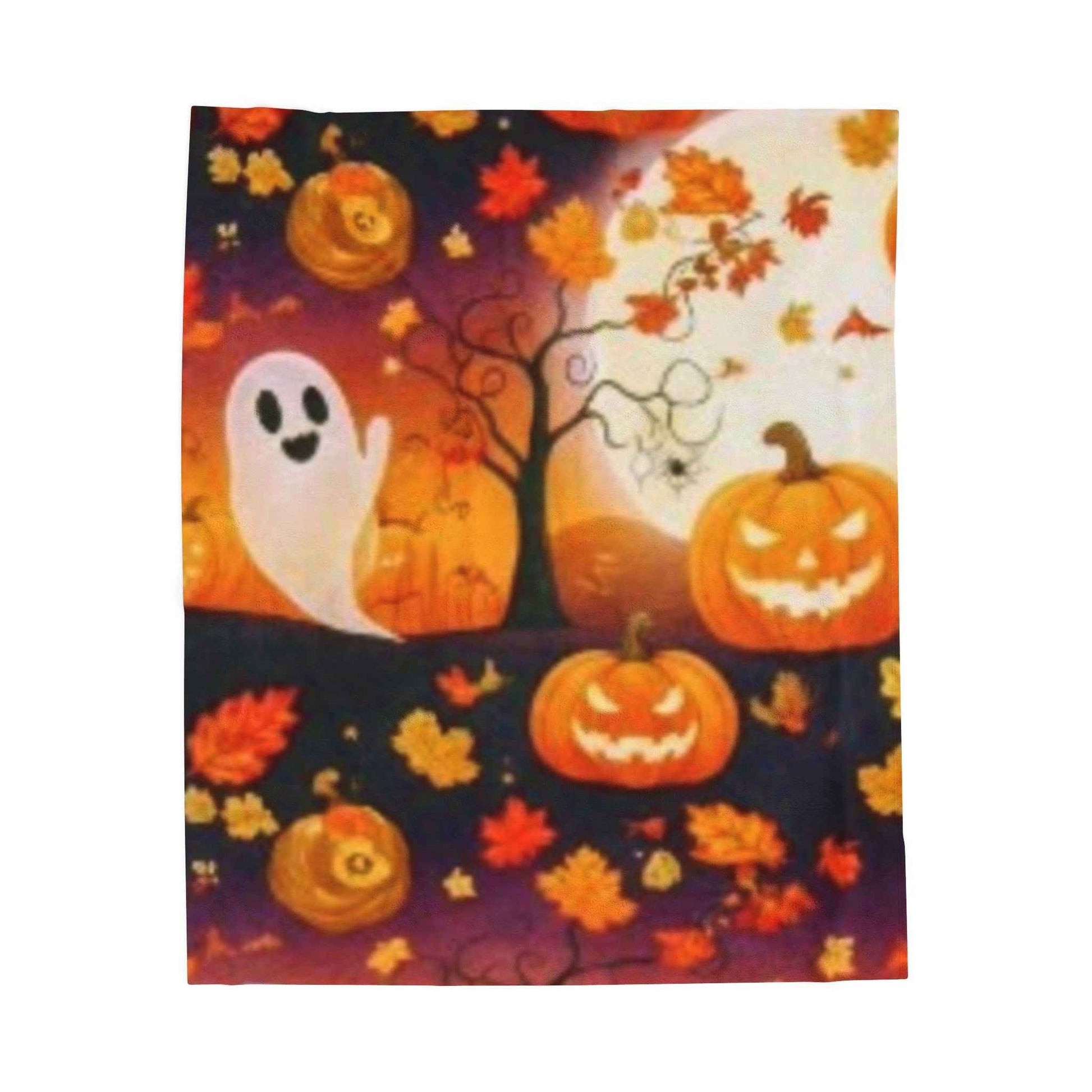 Halloween Ghost & Pumpkin Velveteen Plush Blanket