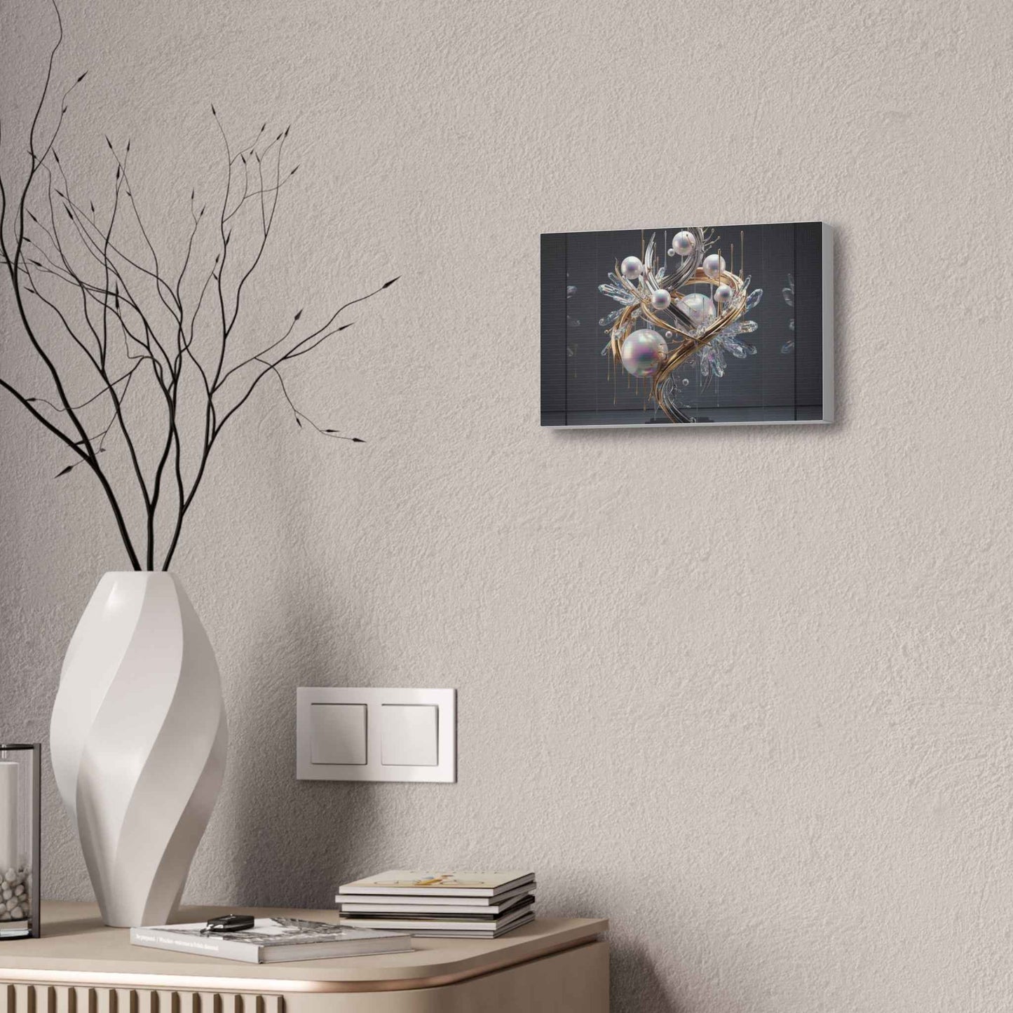 Abstract Pearl Orb Canvas Print – Modern Metallic Wall Art