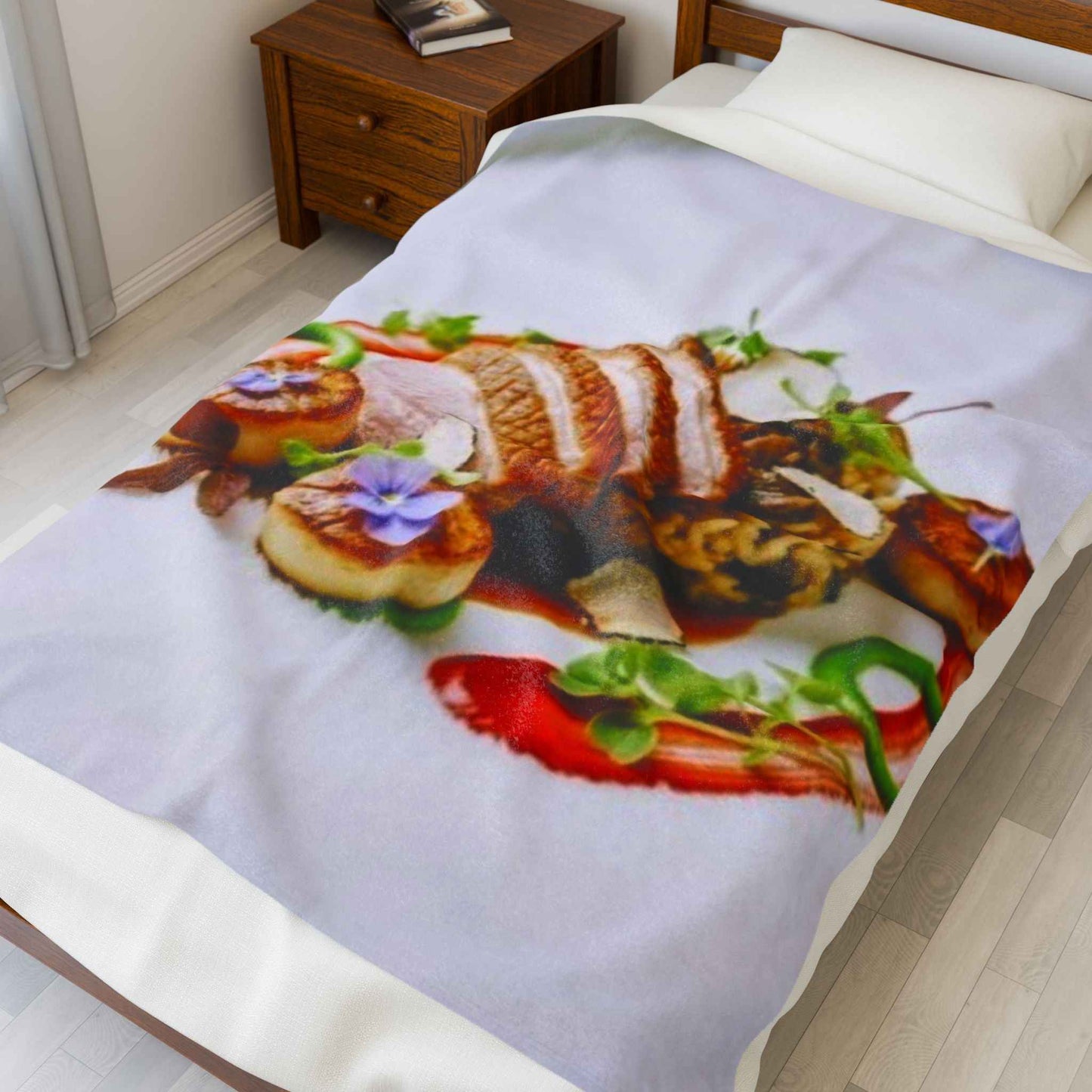 Gourmet Food Print Velveteen Plush Blanket